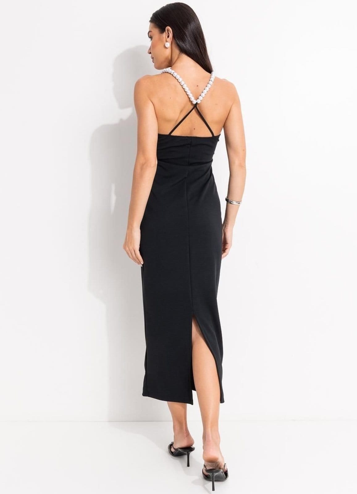 Vista 2 Vestido Em Malha Crepe Quintess Quintess preto