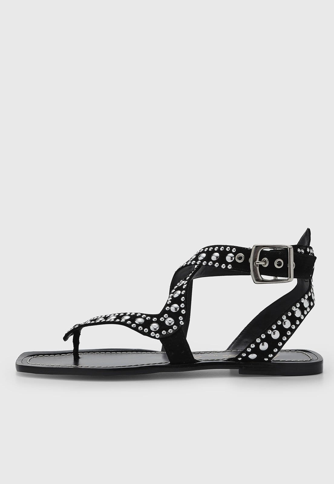 Rasteira Feminina Luiza Barcelos Pedrarias Preta