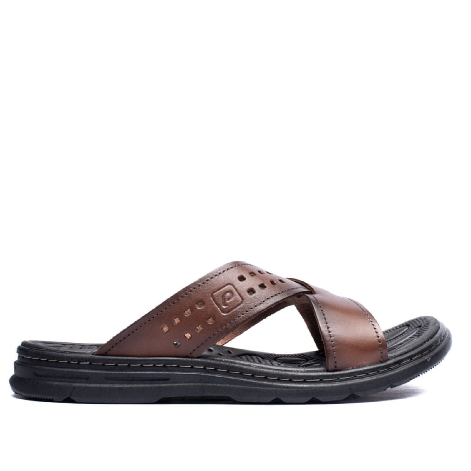 Vista 2 Infantil - Chinelo Slide Masculino Pegada em Couro PEGADA marrom