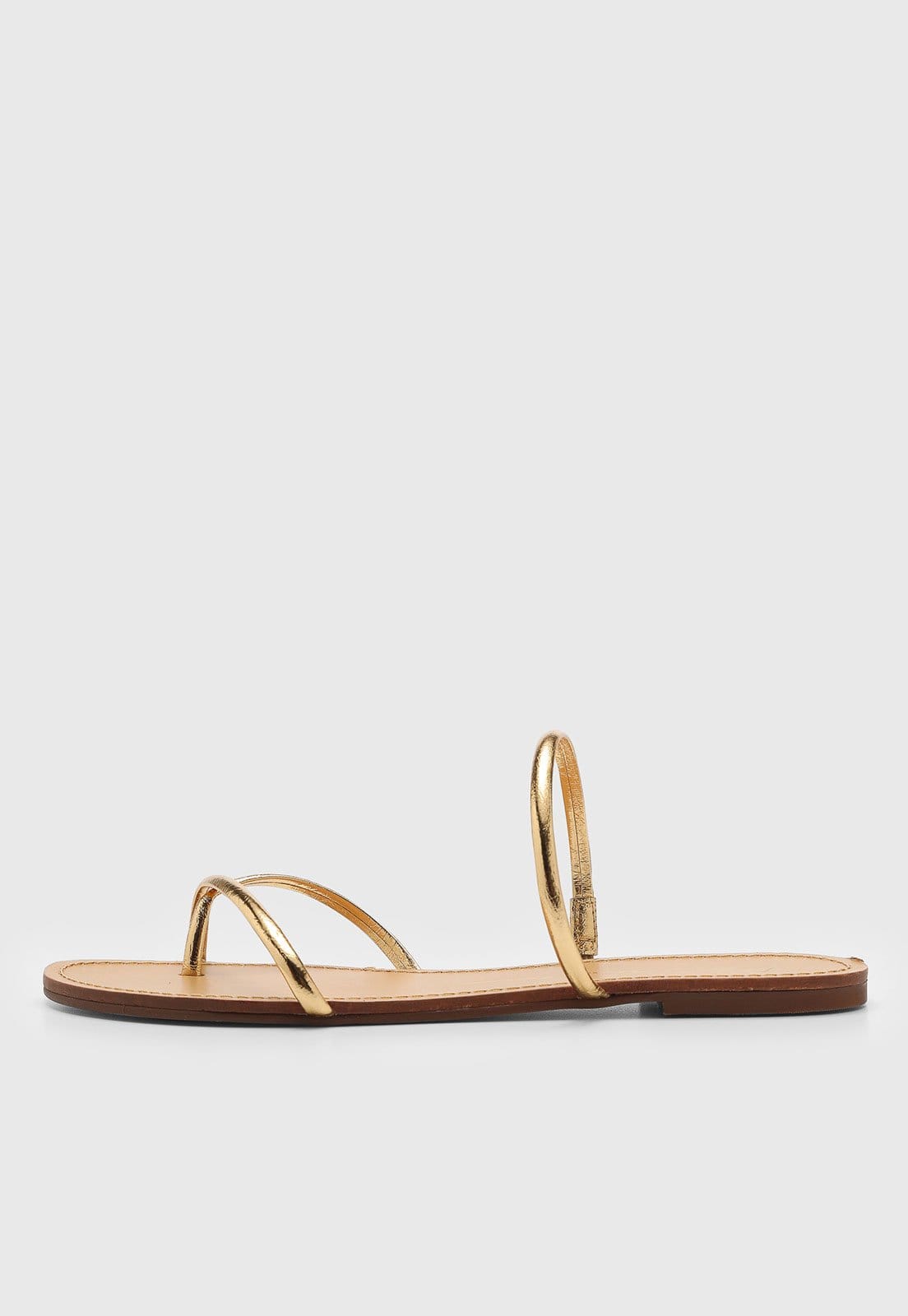 Rasteira Feminina Luiza Barcelos Tiras Metalizada Dourada