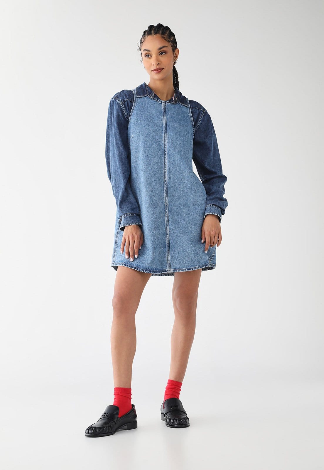 Vista 2 Vestido Jeans Feminino Levis 90s Shift Dress Levis azul