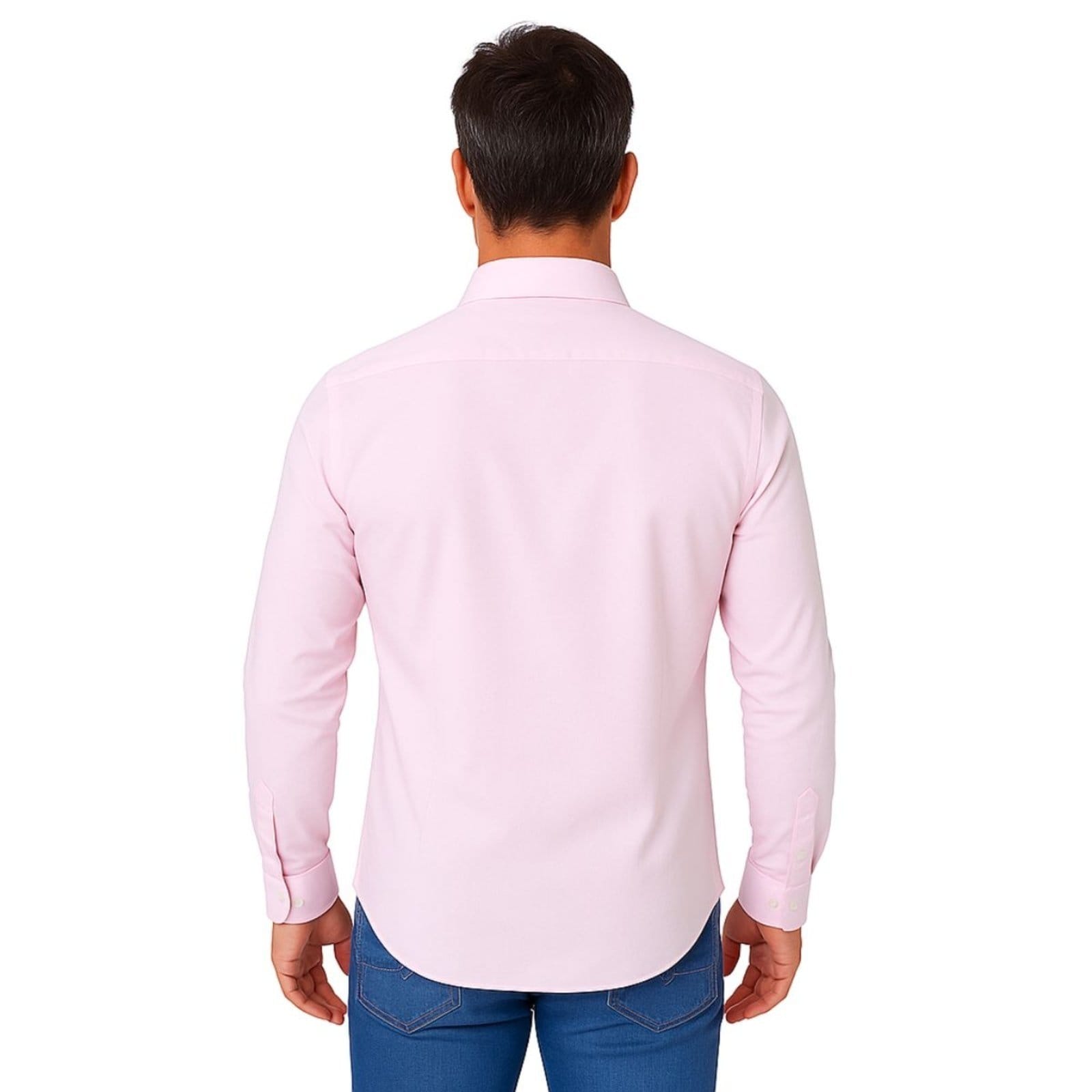 Vista 2 Camisa Social Masculina FMF Itália Premium Slim Fit Manga Longa FMF rosa
