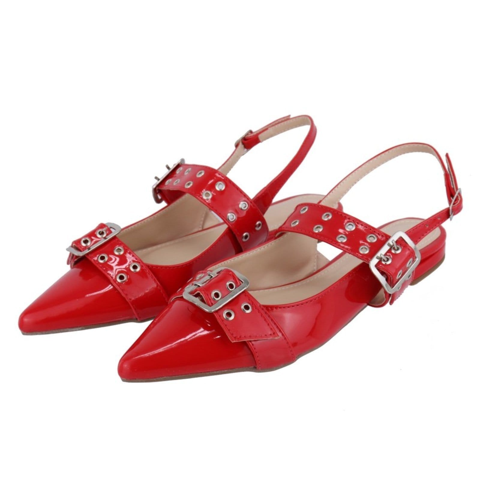 Sapatilha Slingback Rasteira Bico Fino Fivelas 183010