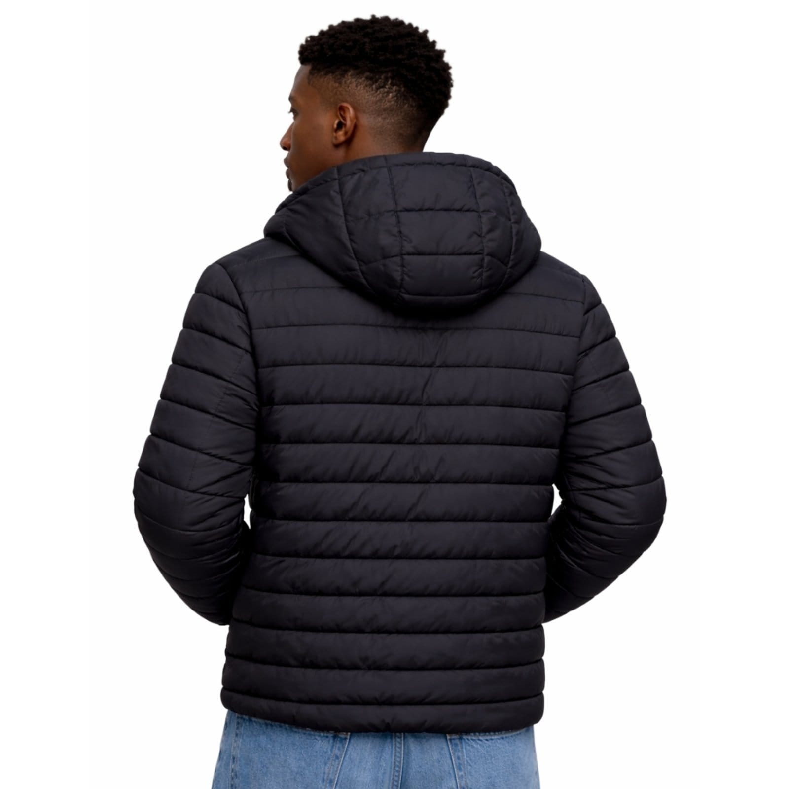 Vista 2 Jaqueta Puffer Relaxado Bobojaco Poliester Com Bolsos e Capuz Removivel Relaxado preto