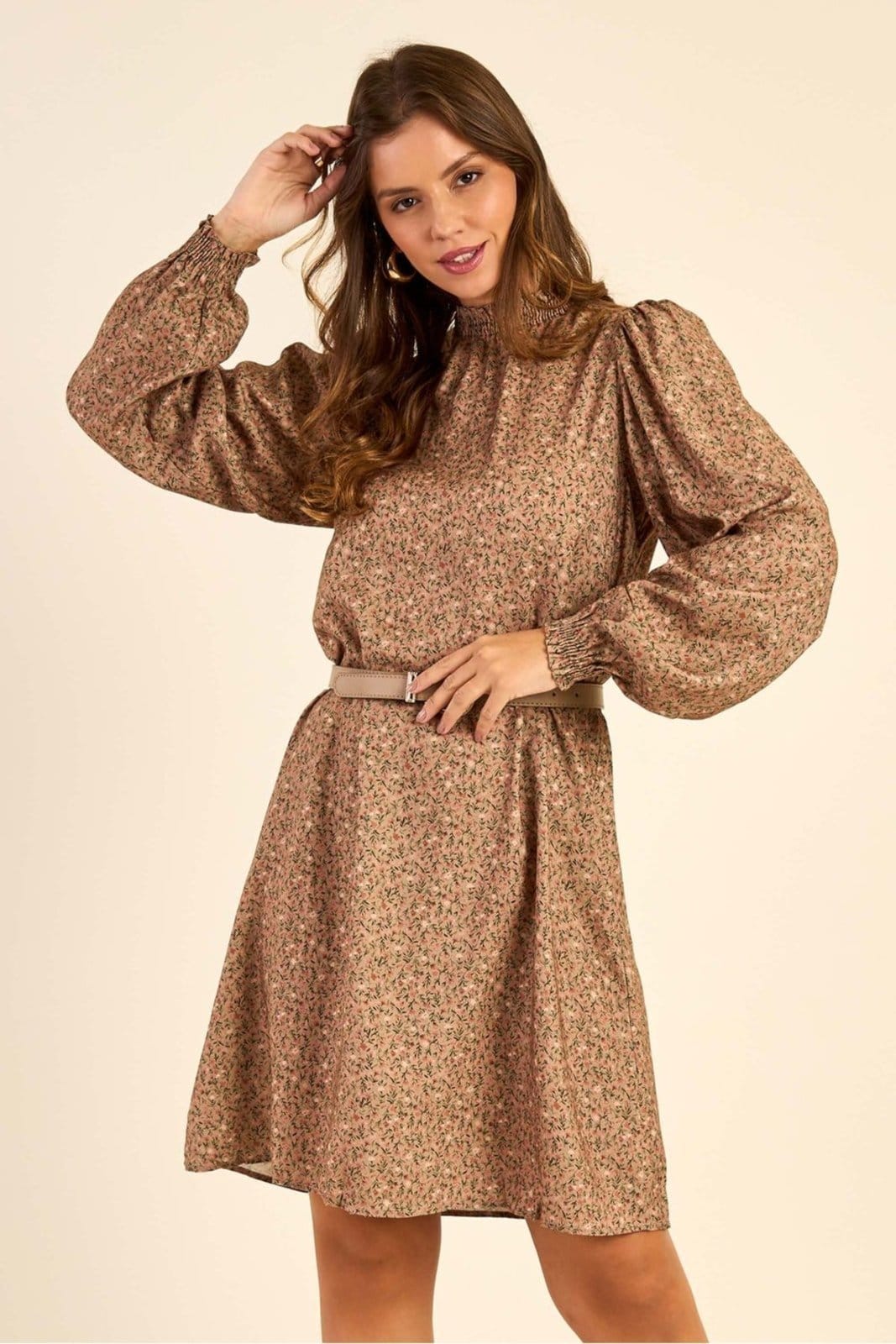 Vestido Feminino Manga Longa Floral Marialícia