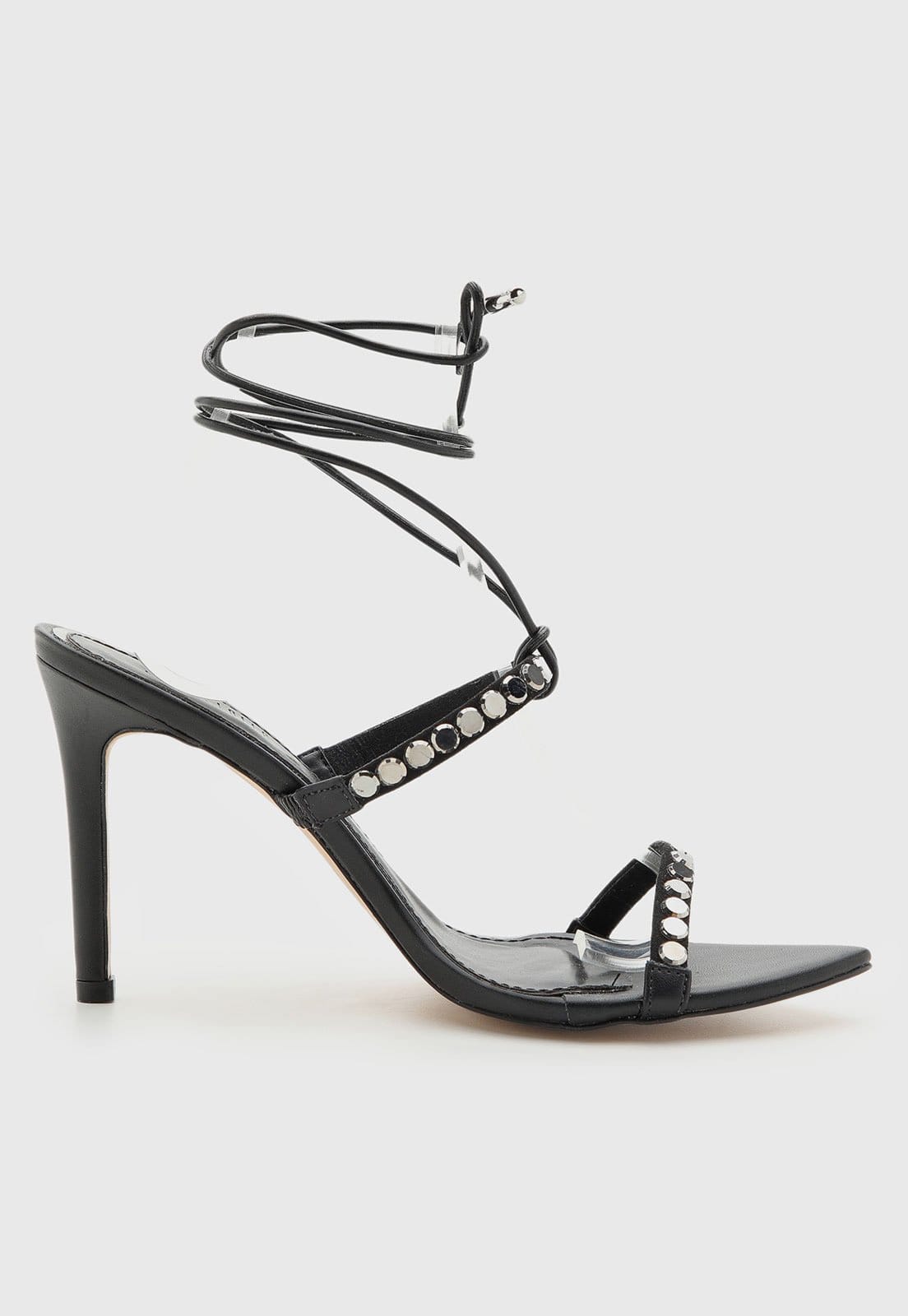 Vista 2 Sandália Feminina Santa Lolla Salto Alto Tiras Metálicas Preta Santa Lolla preto