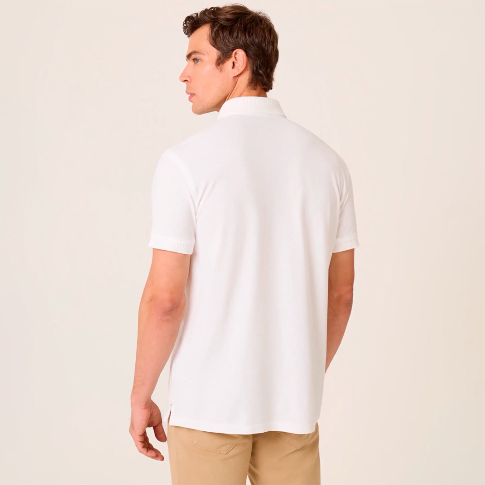 Vista 2 Camisa Polo Dudalina Piquet Texture Ve26 Off White Masculino Dudalina amarelo white