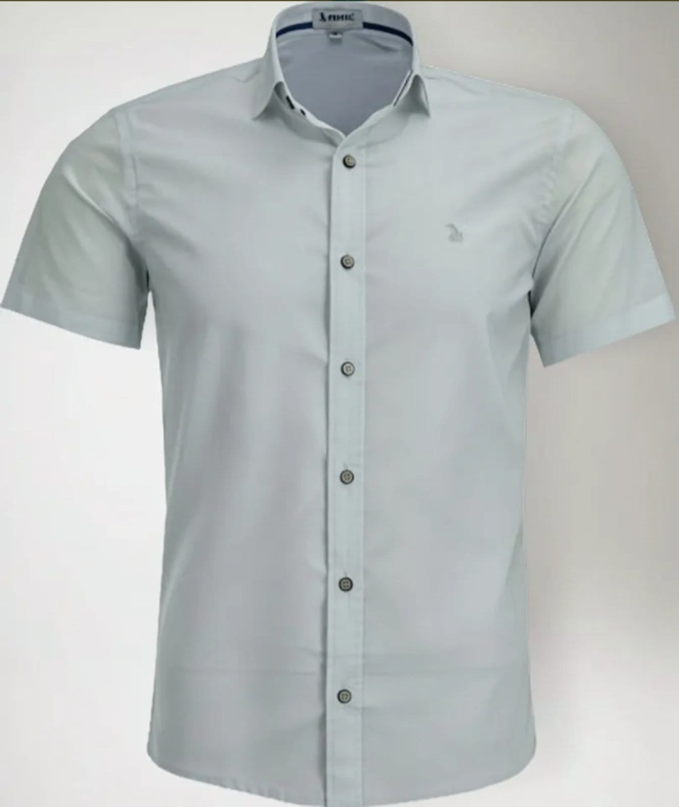 Vista principal Camisa Social Amil Slim Works Algodão Com Elastano Manga Curta Luxo Off White Amil off-white white
