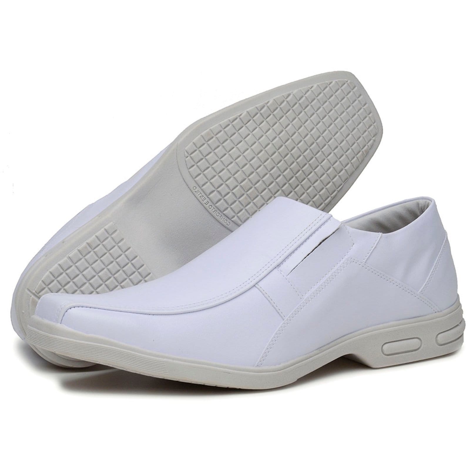 Vista 2 Sapato Social Comfort Enfermagem Masculino Bia Ramos branco