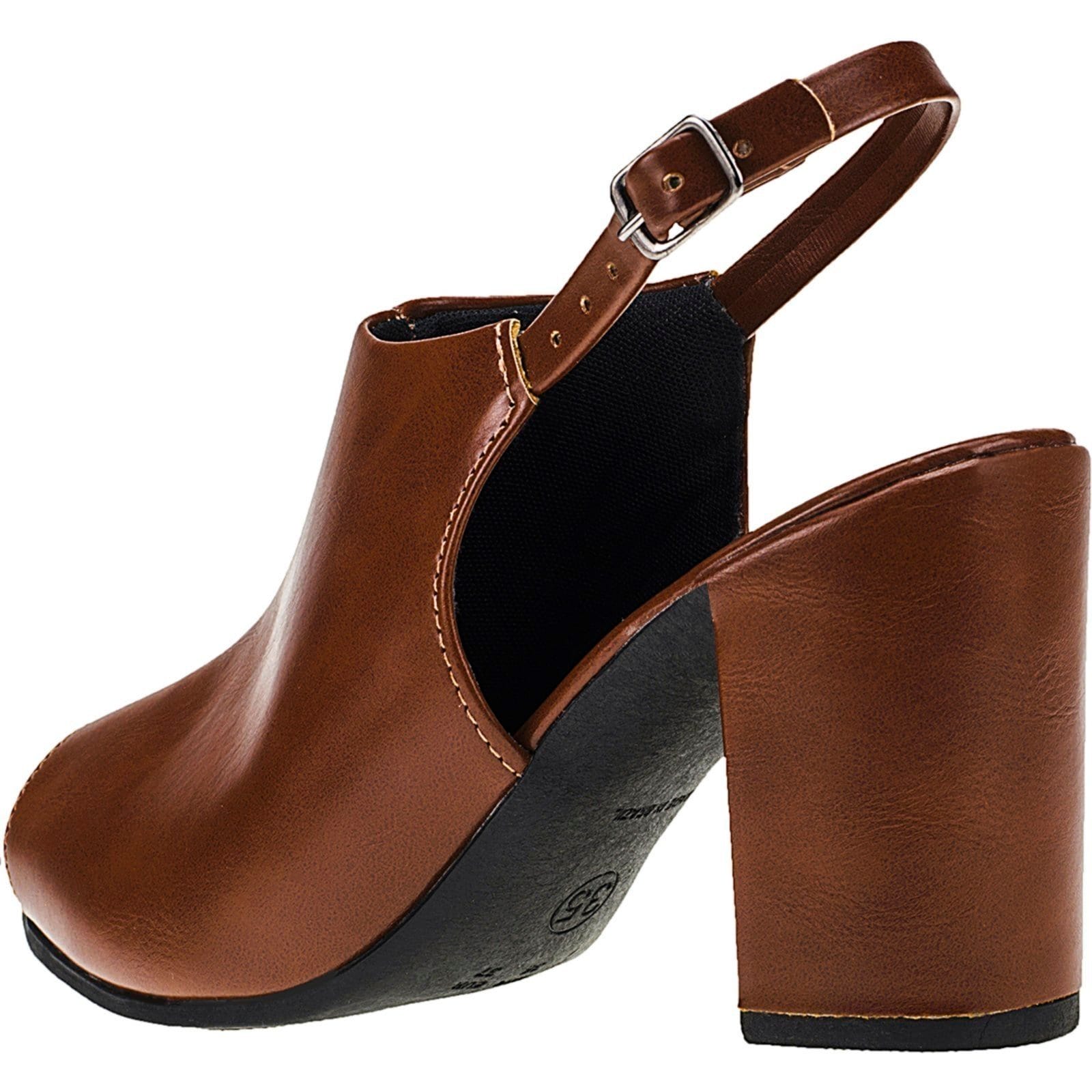Vista 2 Sandália Saltinho Ankle Boots Salto Alto Grosso Bota Shekinah Moda Shekinah caramelo