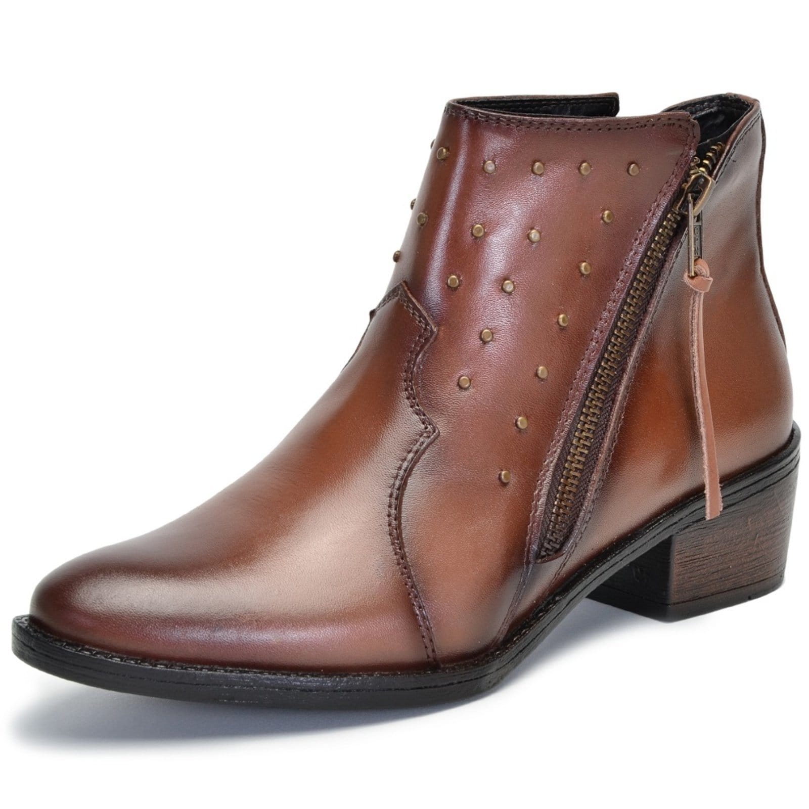 Bota Cano Curto Feminina Ferrile em Couro Salto Bloco 6717