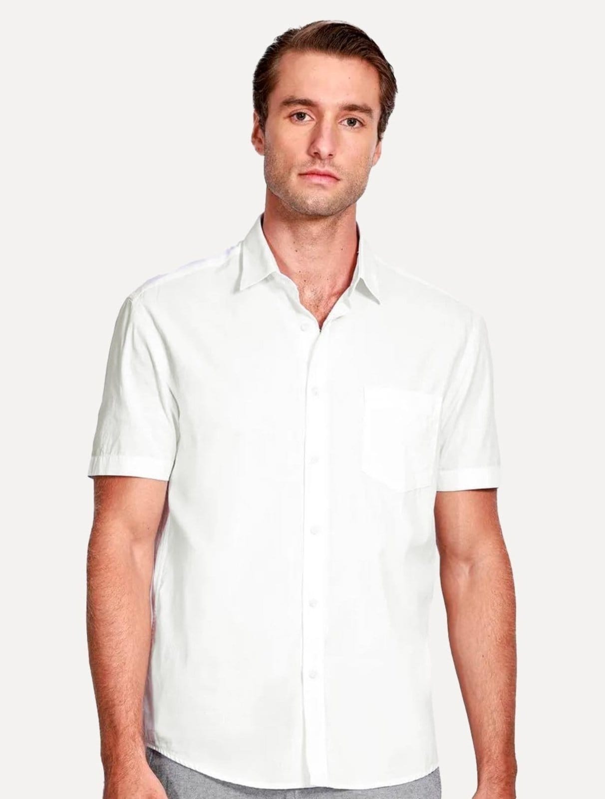 Vista 2 Camisa Aramis Masculina Manga Curta Tricoline Stretch Pocket Mono Branca Aramis branco
