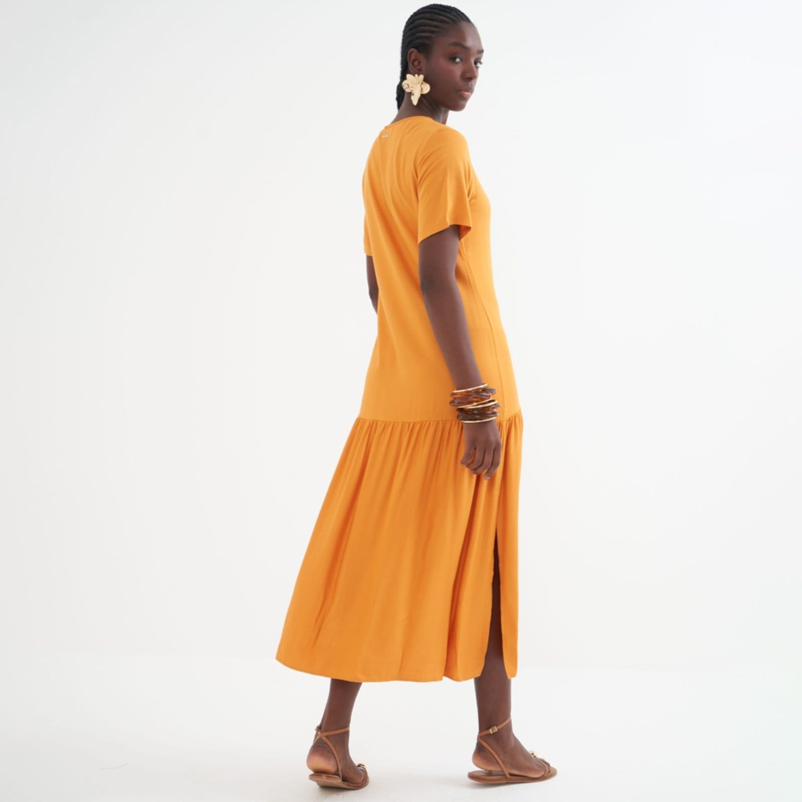 Vista 2 Vestido Super Mid Colcci Saia Pr26 Cider Feminino Colcci laranja