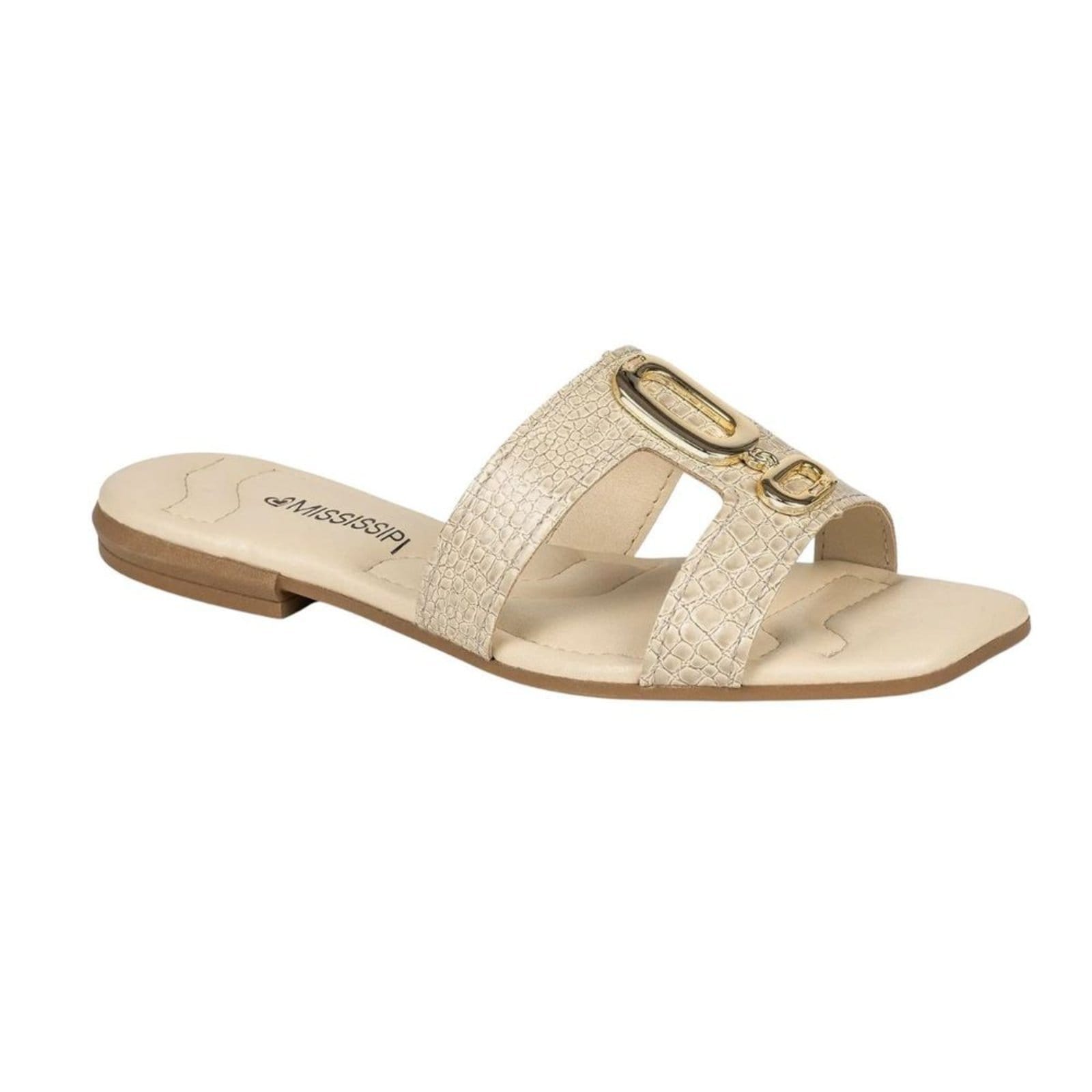 Vista 2 Tamanco Feminino Slide Rasteiro Mississipi Bege MISSISSIPI preto