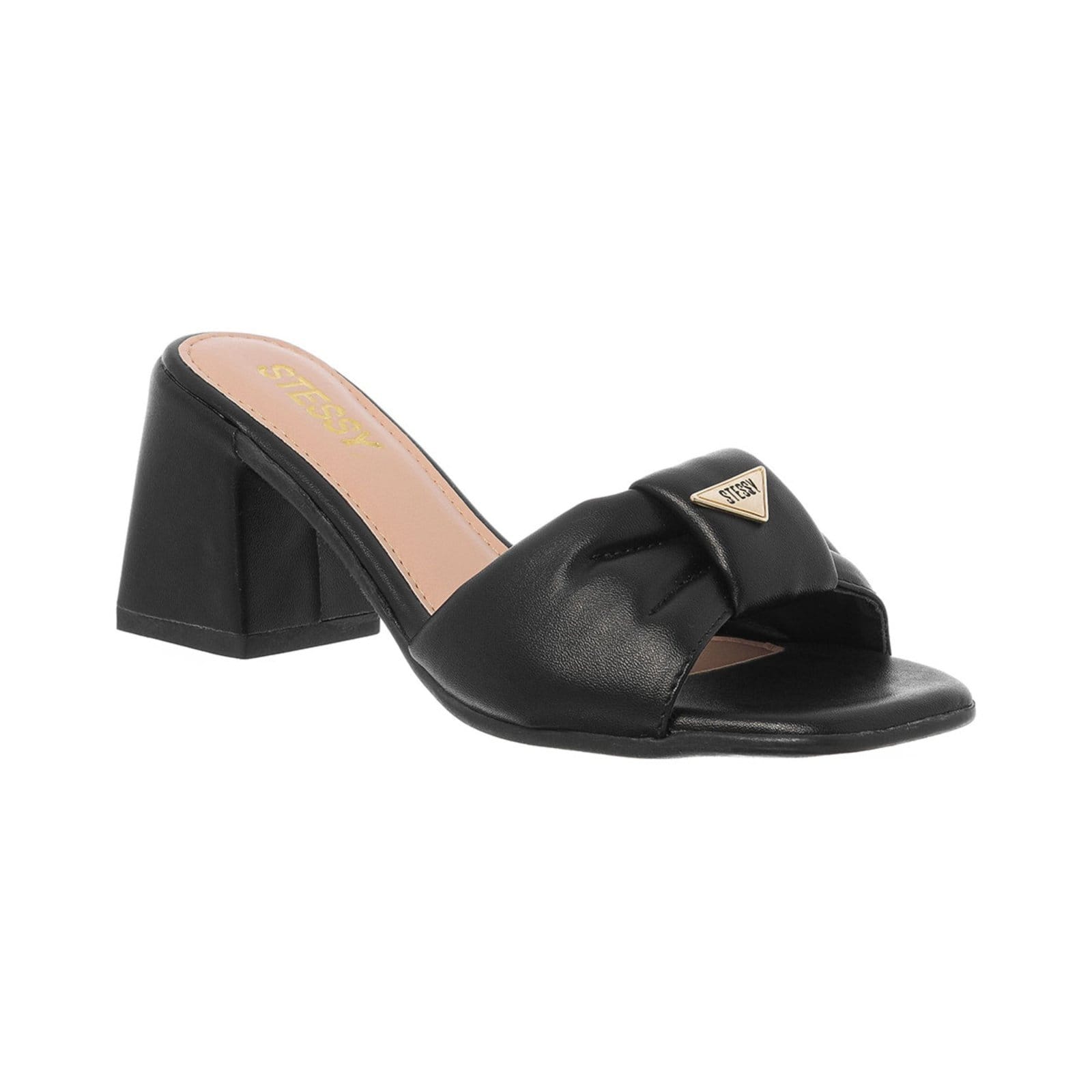 Vista 2 Sandália Tamanco Feminino Stessy Casual Salto Bloco Confortável Stessy Shoes preto