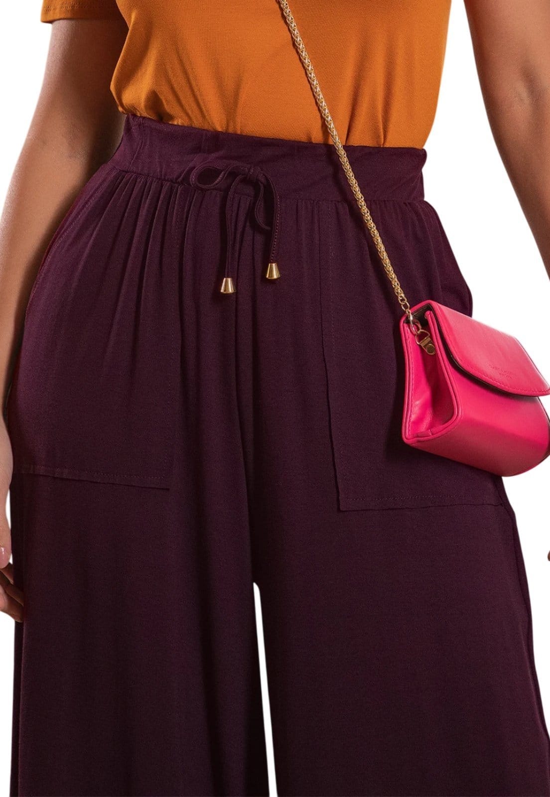 Vista 2 Calça Em Malha De Viscose Ameixa Quintess roxo