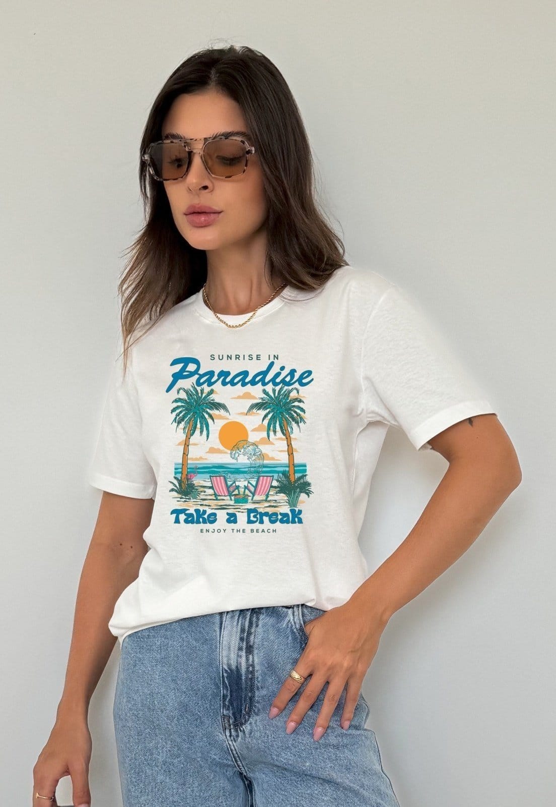 Camiseta Cianitas Off Estampa Paradise
