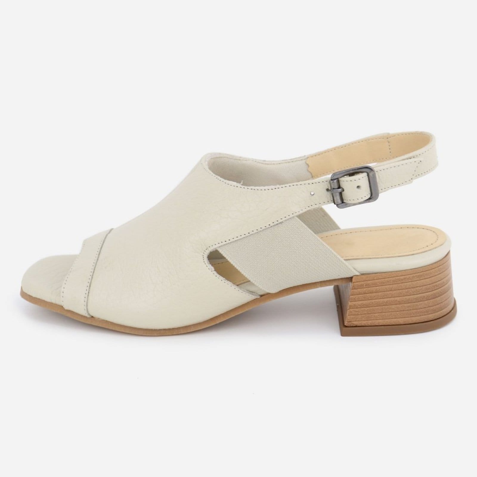 Sandália Off Grosso Salto Fivela Maria Paula Couro Baixo Salto White
