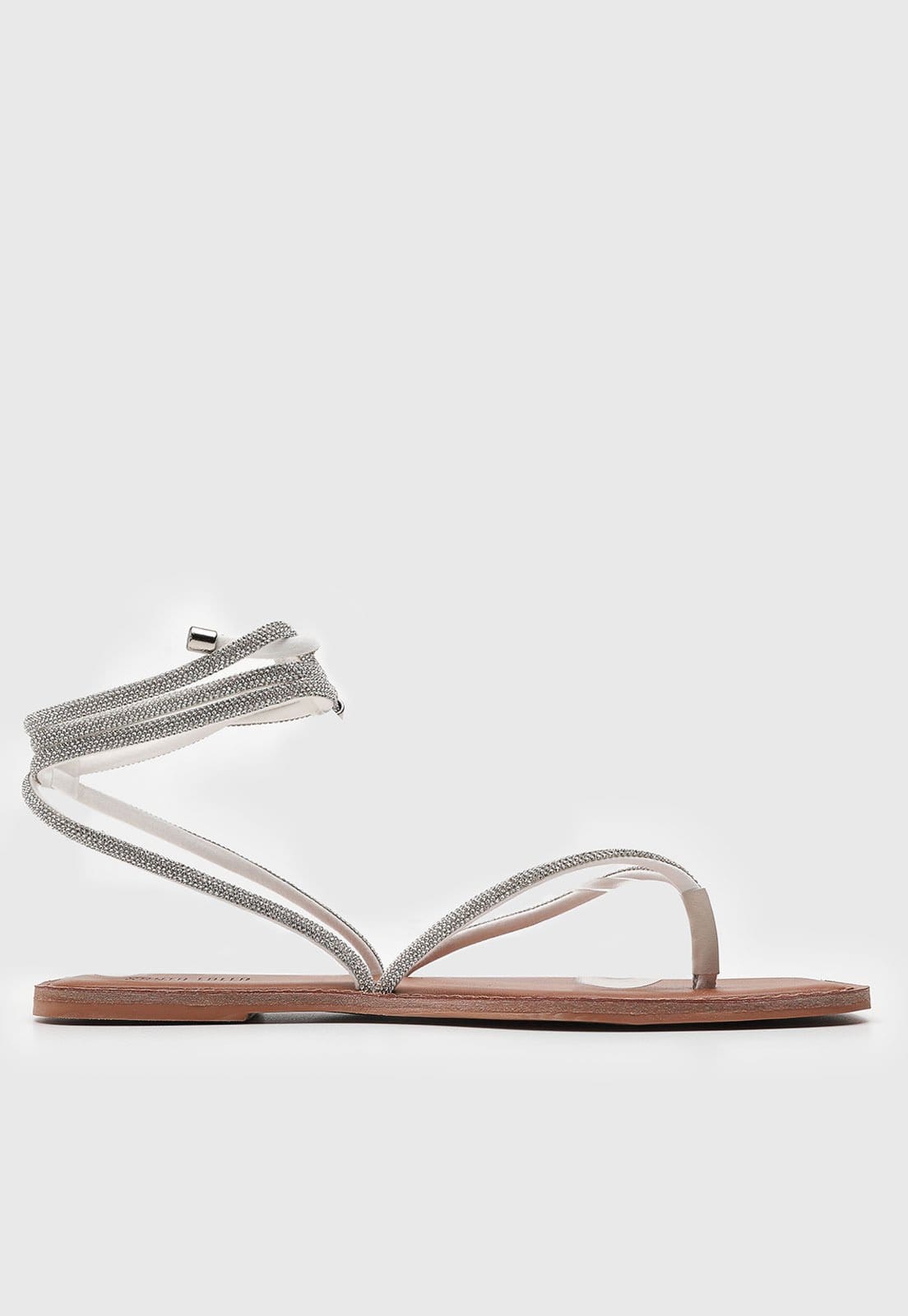 Vista 2 Rasteira Feminina Santa Lolla Tiras Brilhantes Branca Santa Lolla branco