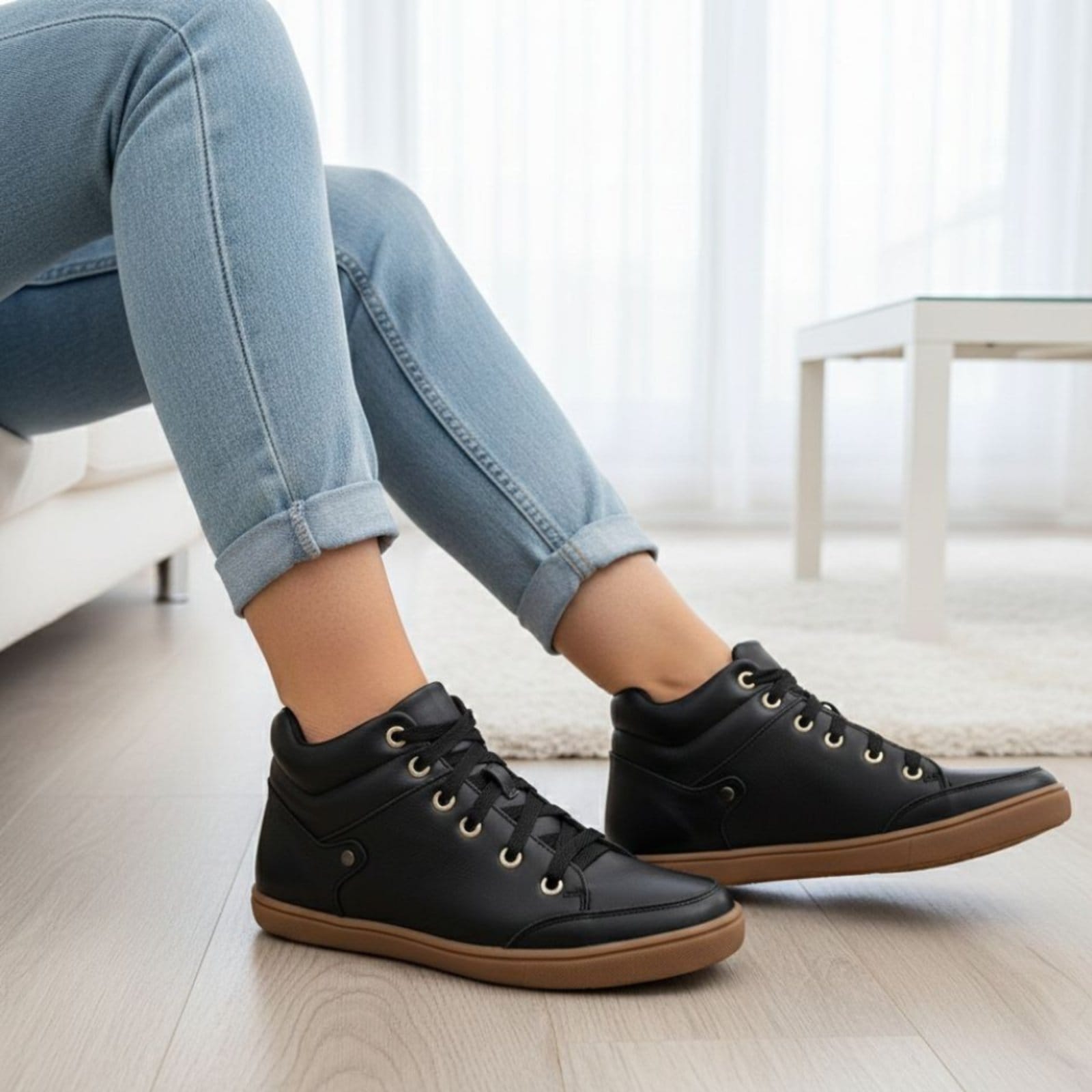 Bota Botinha Feminina Preta Sem Salto Comfort