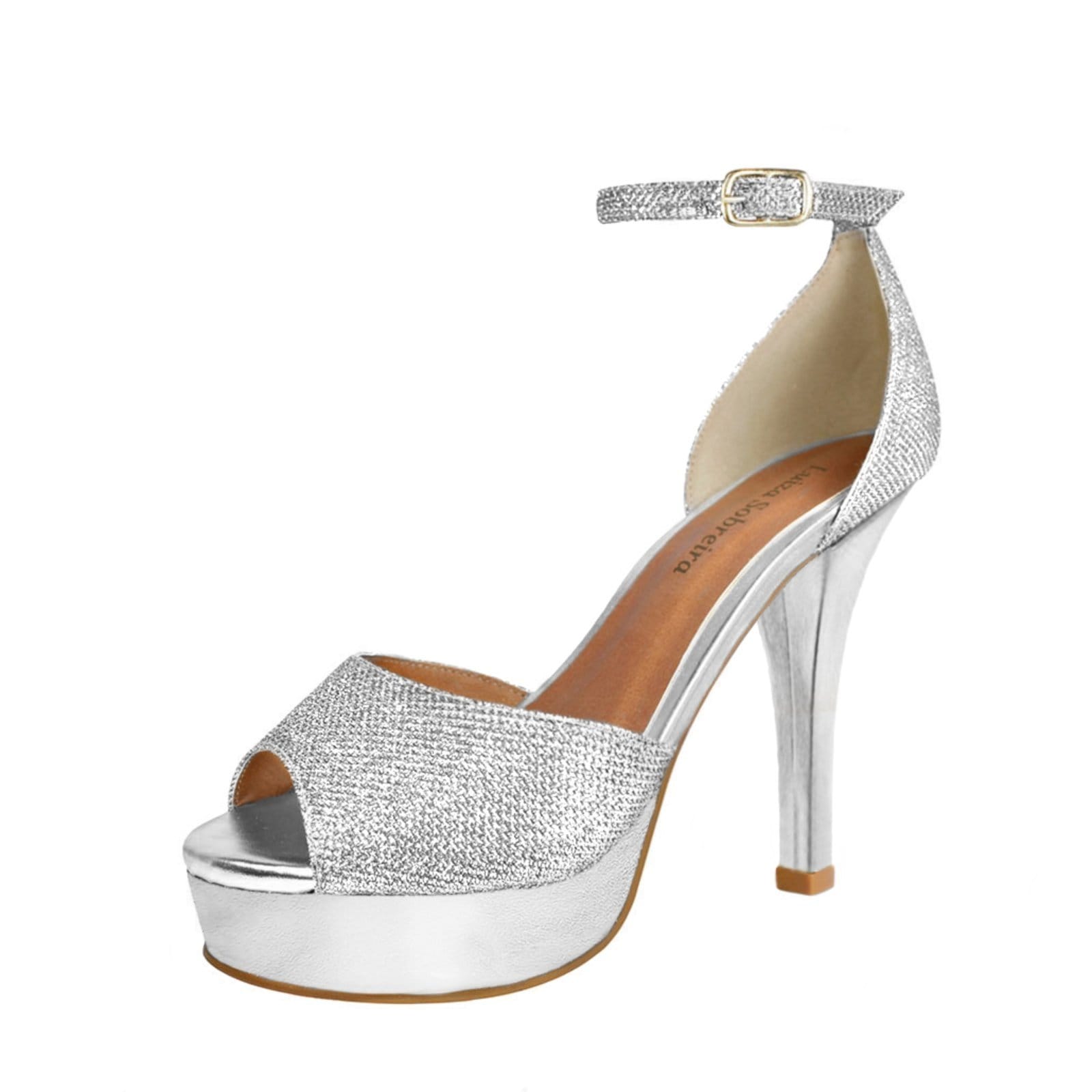 Meia Pata Salto Alto Fino Luiza Sobreira Glitter Mod. 2192