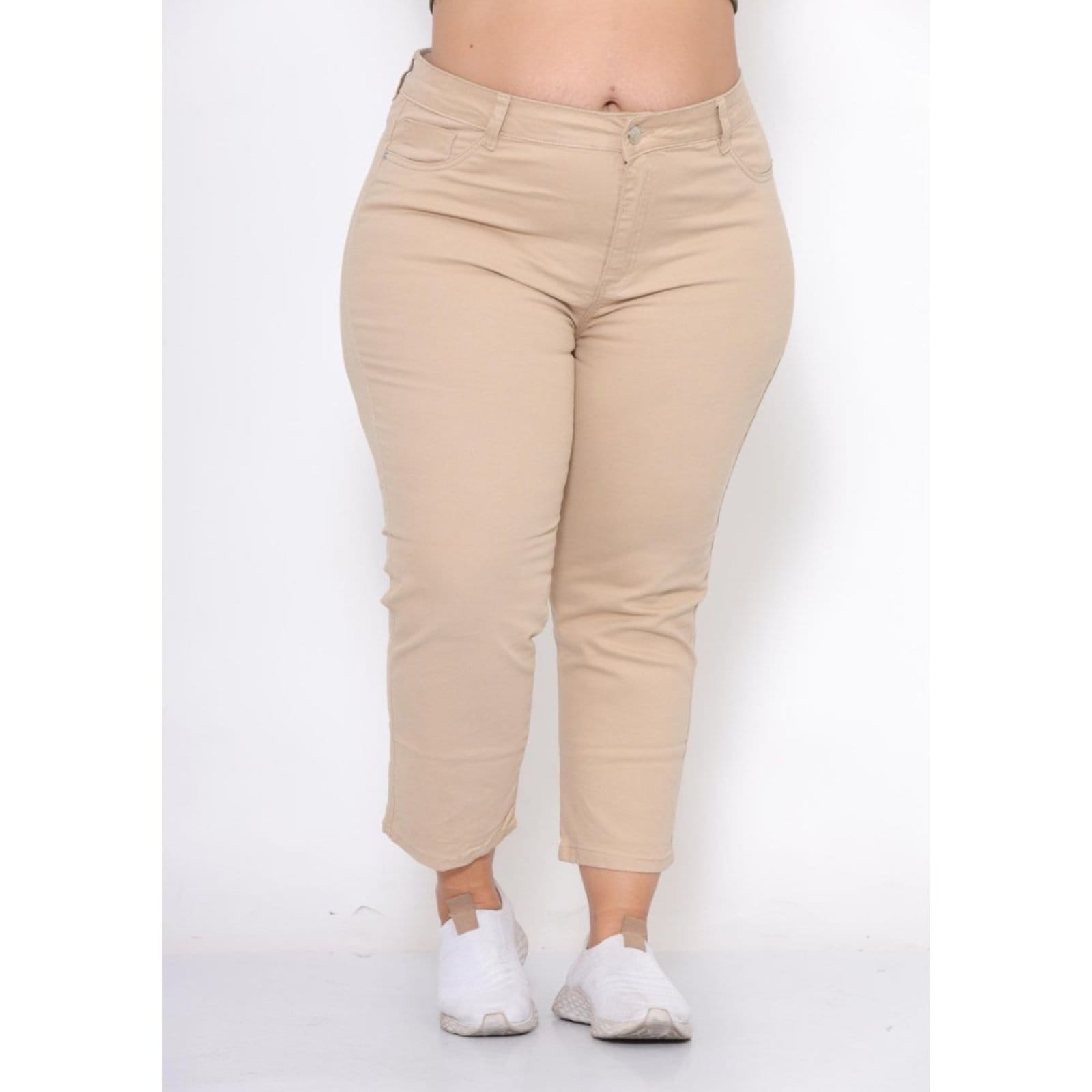 Calça Capri Creme Sarja Feminina