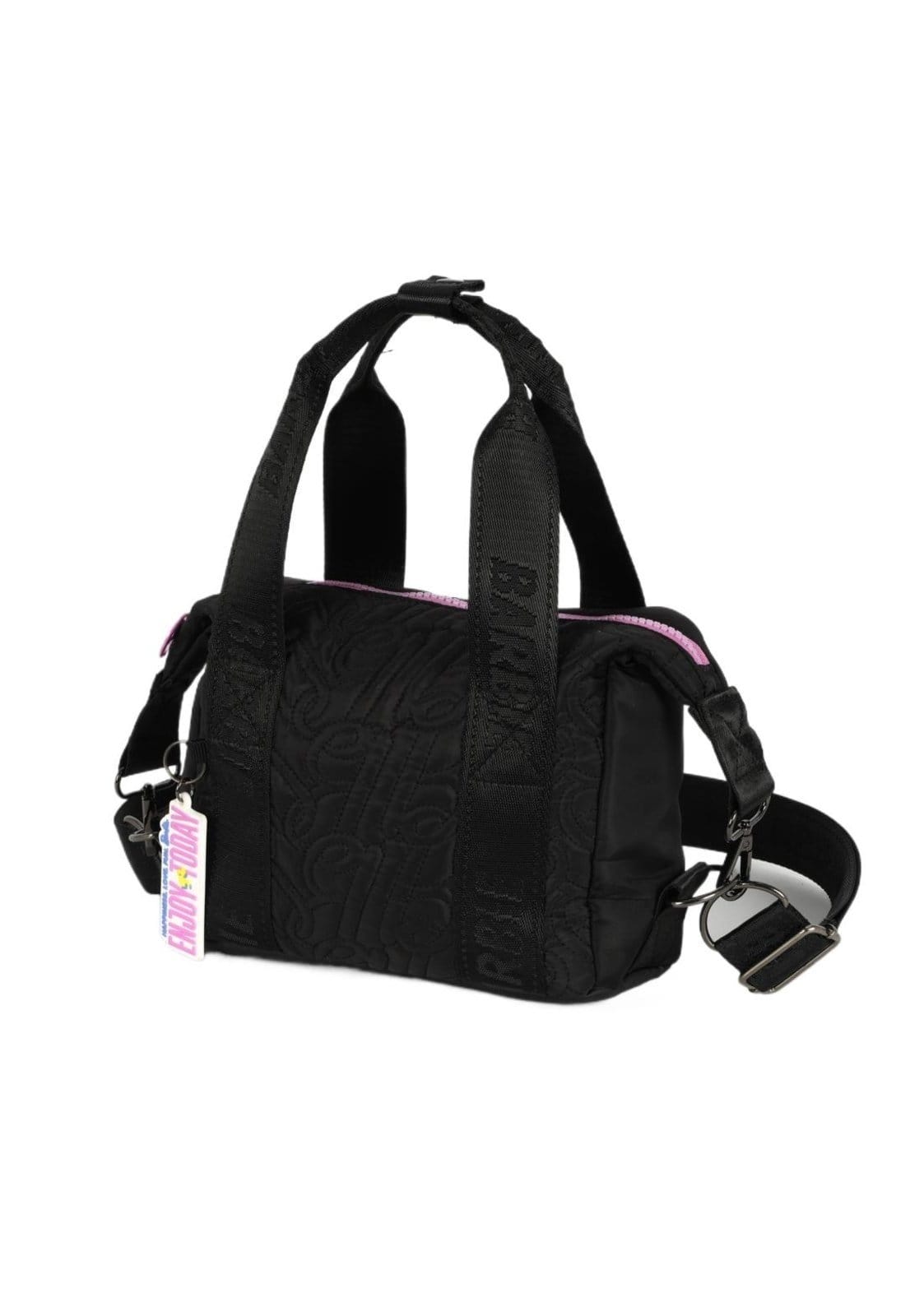 Vista 2 Infantil - Bolsa Bucket Pequena Transversal Náilon Matelasse Barbie Luxcel preto