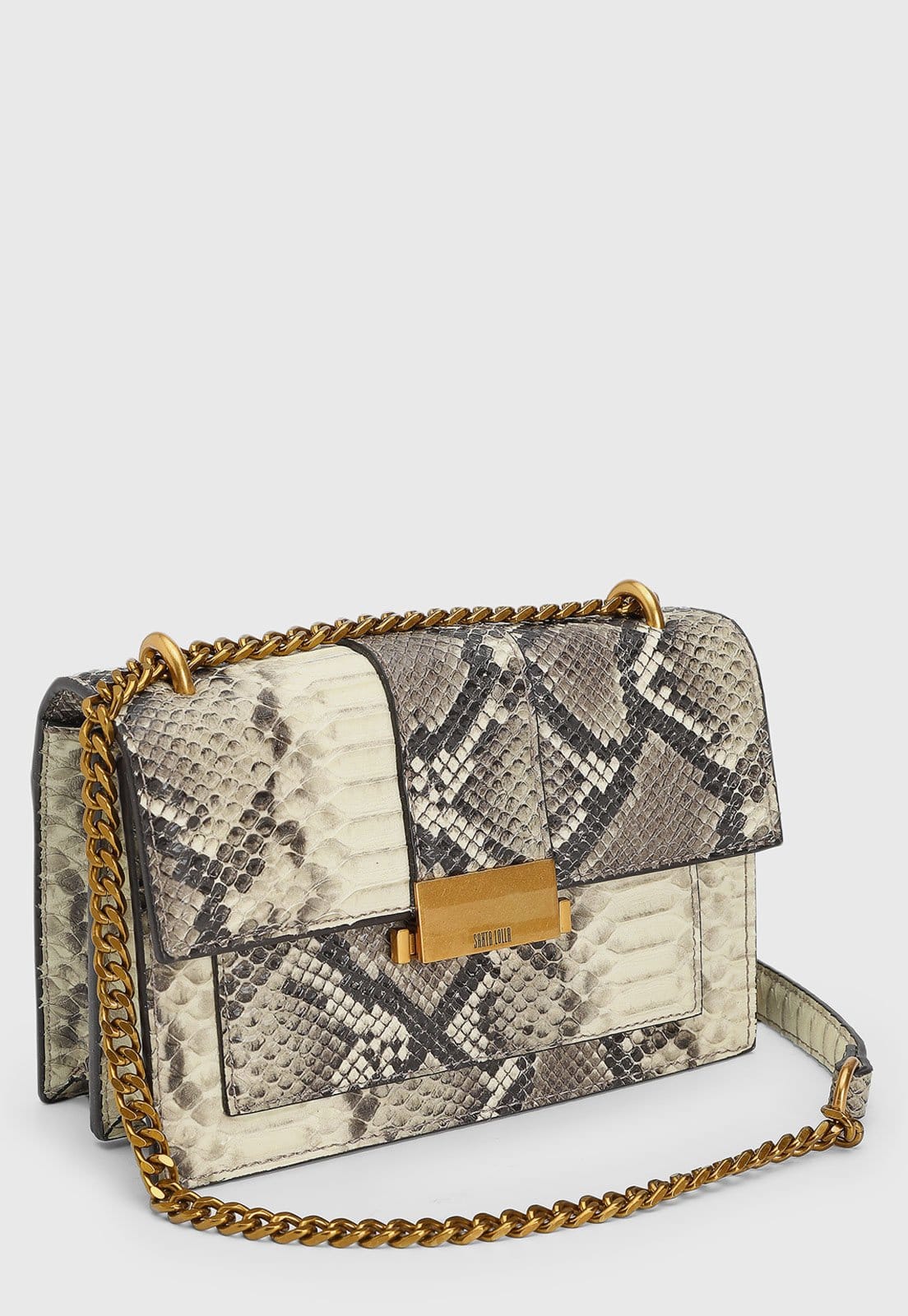 Vista 2 Bolsa Média Feminina Santa Lolla Textura Cobra Off-White Santa Lolla off-white white