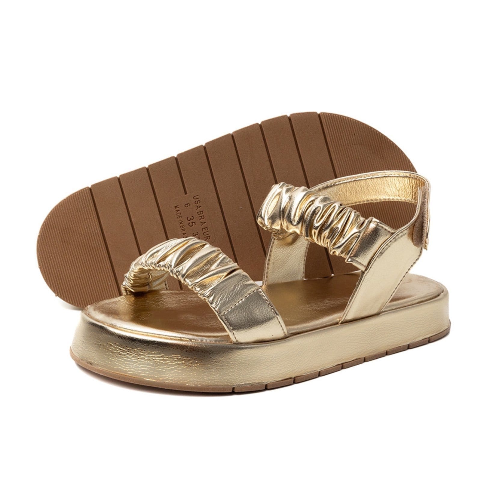 Vista 2 Papete Rasteira Sandalia Sola Alta Plataforma Ouro Light TELLINI STORE dourado