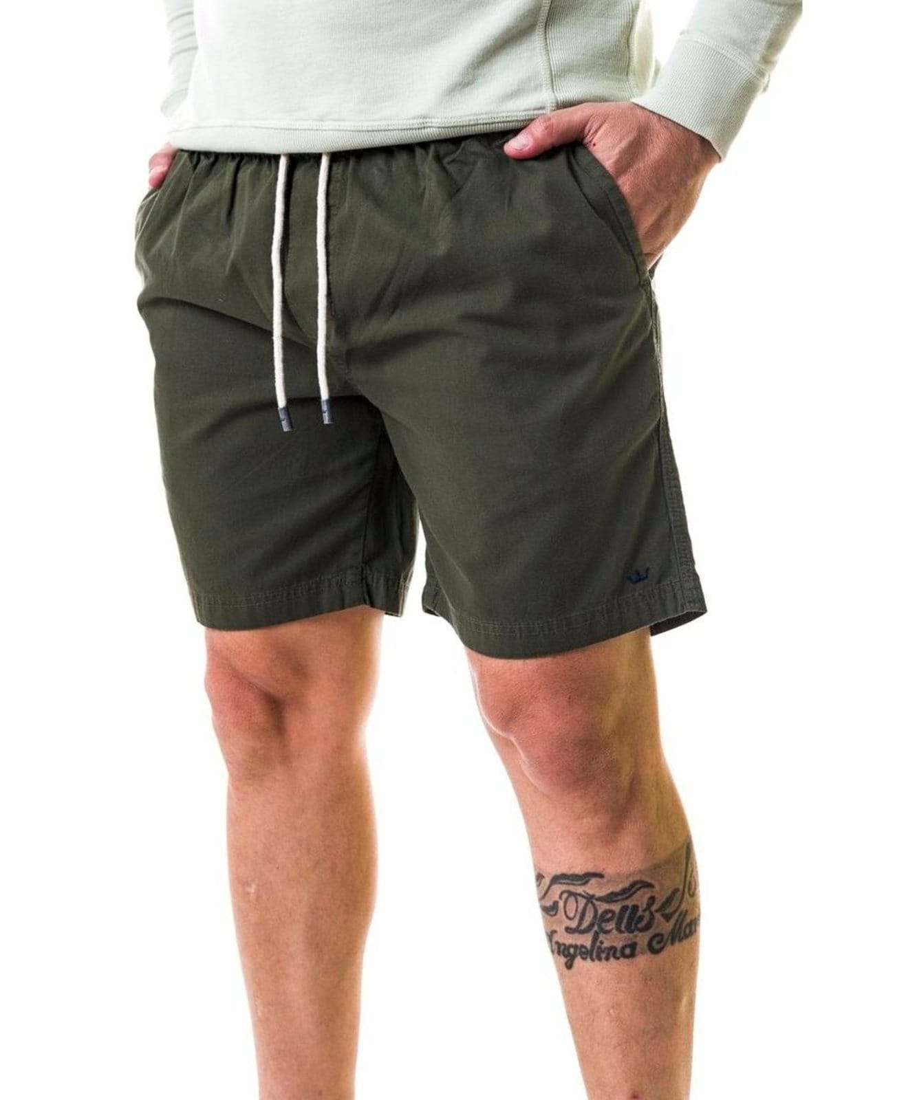 Shorts Aburguesia Sarja Slim Fit Verde Militar