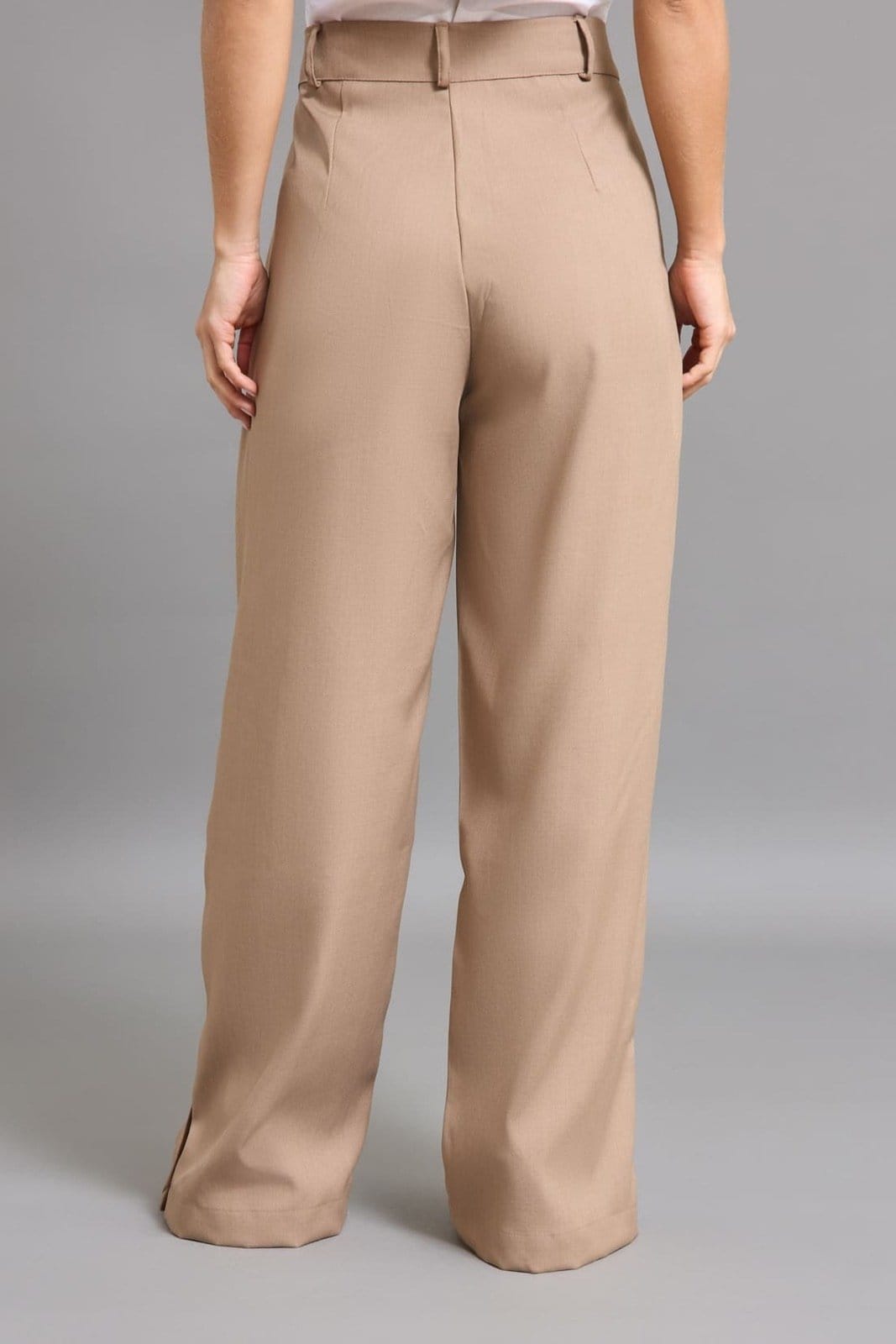 Vista 2 Calça Alfaiataria Feminina Pantalona Dialogo Jeans Caqui DIALOGO cáqui caqui