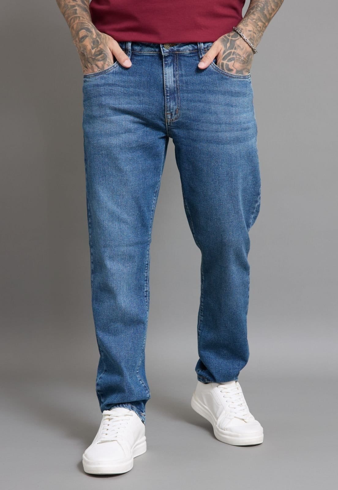 Calça Jeans Slim Masculina Vintage Marmorizada Dialogo na Cor