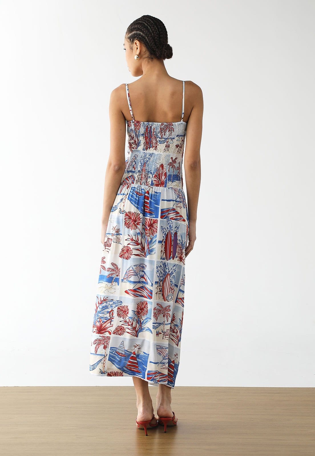 Vista 2 Vestido Feminino FARM Estampa Tropical Longo FARM branco