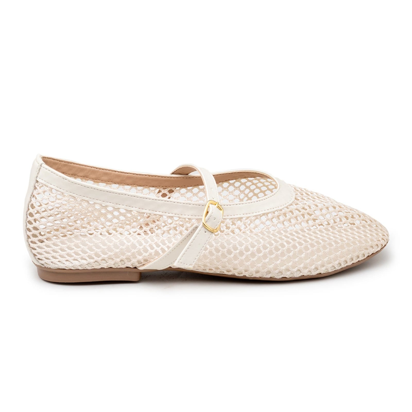 Sapatilha Boneca em Tela com Tira de Fivela 5400 Off White - 2