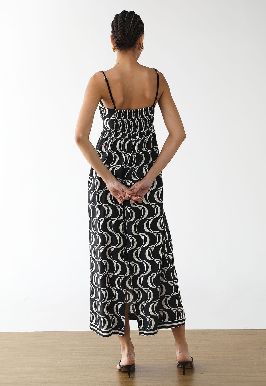 Vista 2 Vestido Feminino FARM Estampa Gráfica Midi FARM preto