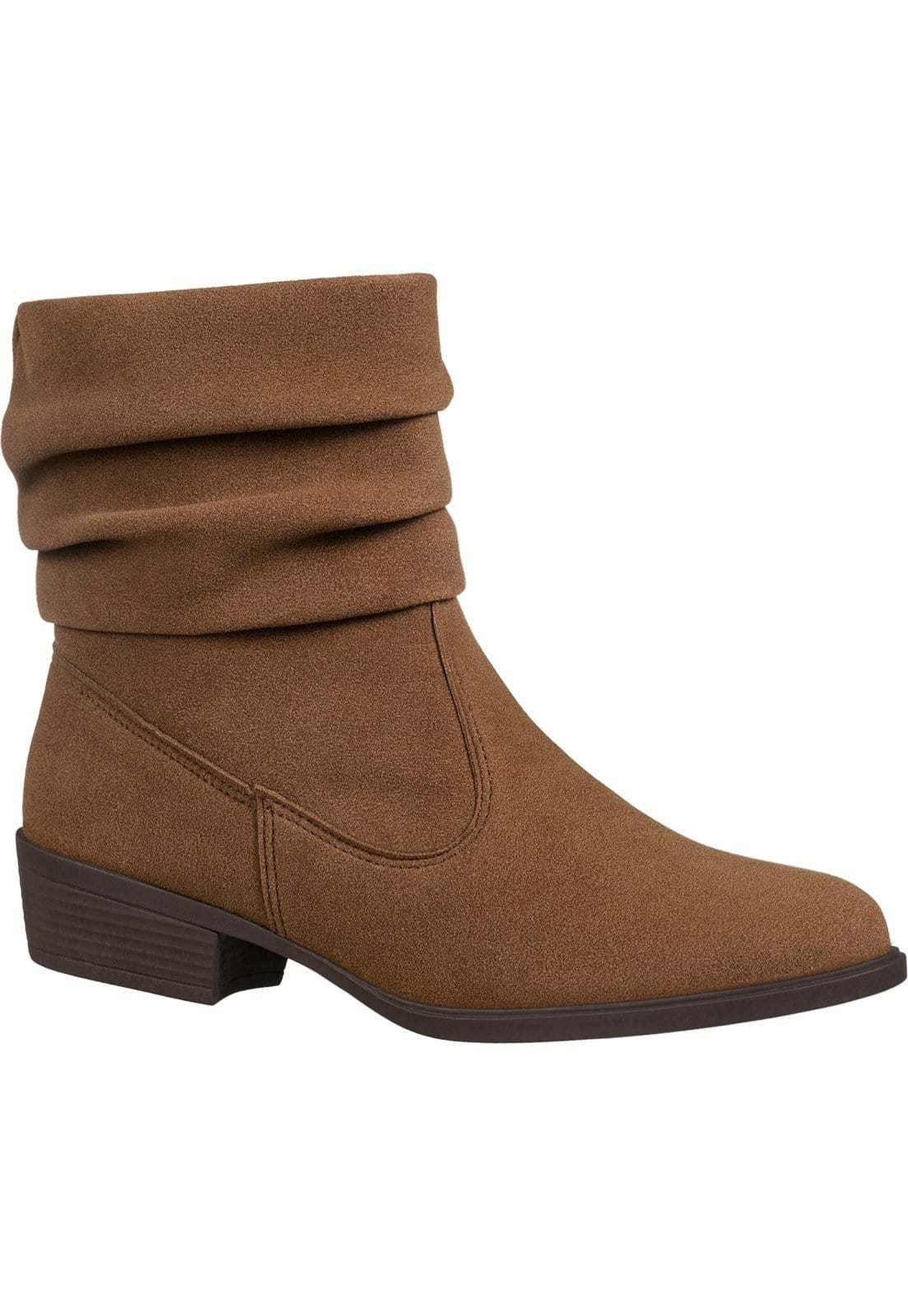 Bota Feminina GiGiL Bico Arredondado Franzido Plissado Cano Curto Salto Baixo