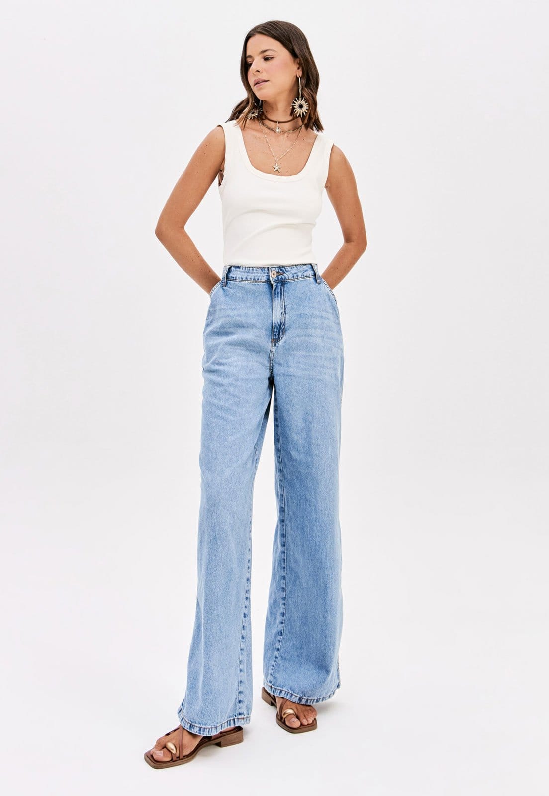 Calça Jeans My Favorite Wide Leg Pocket