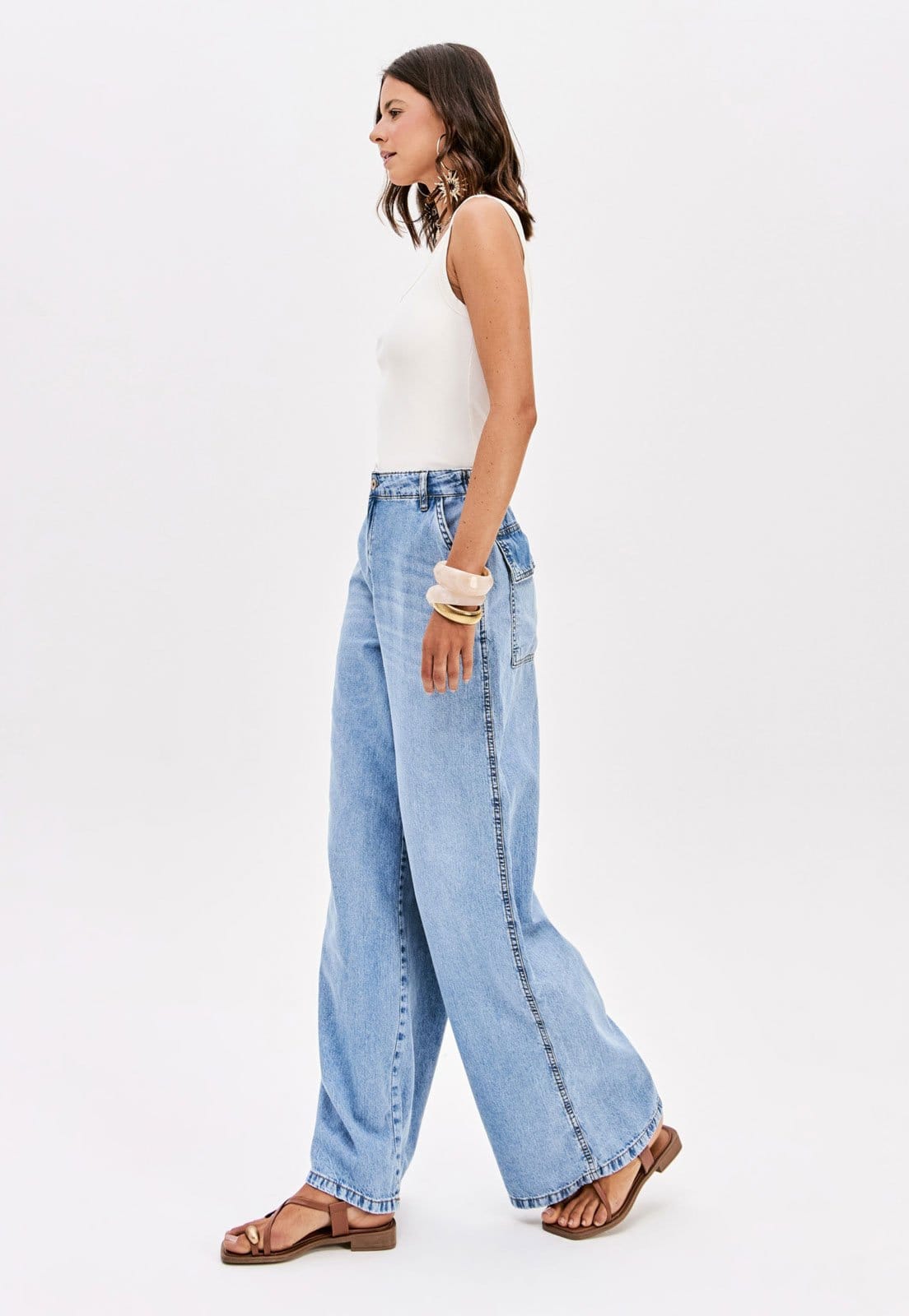 Vista 2 Calça Jeans My Favorite Wide Leg Pocket My Favorite azul