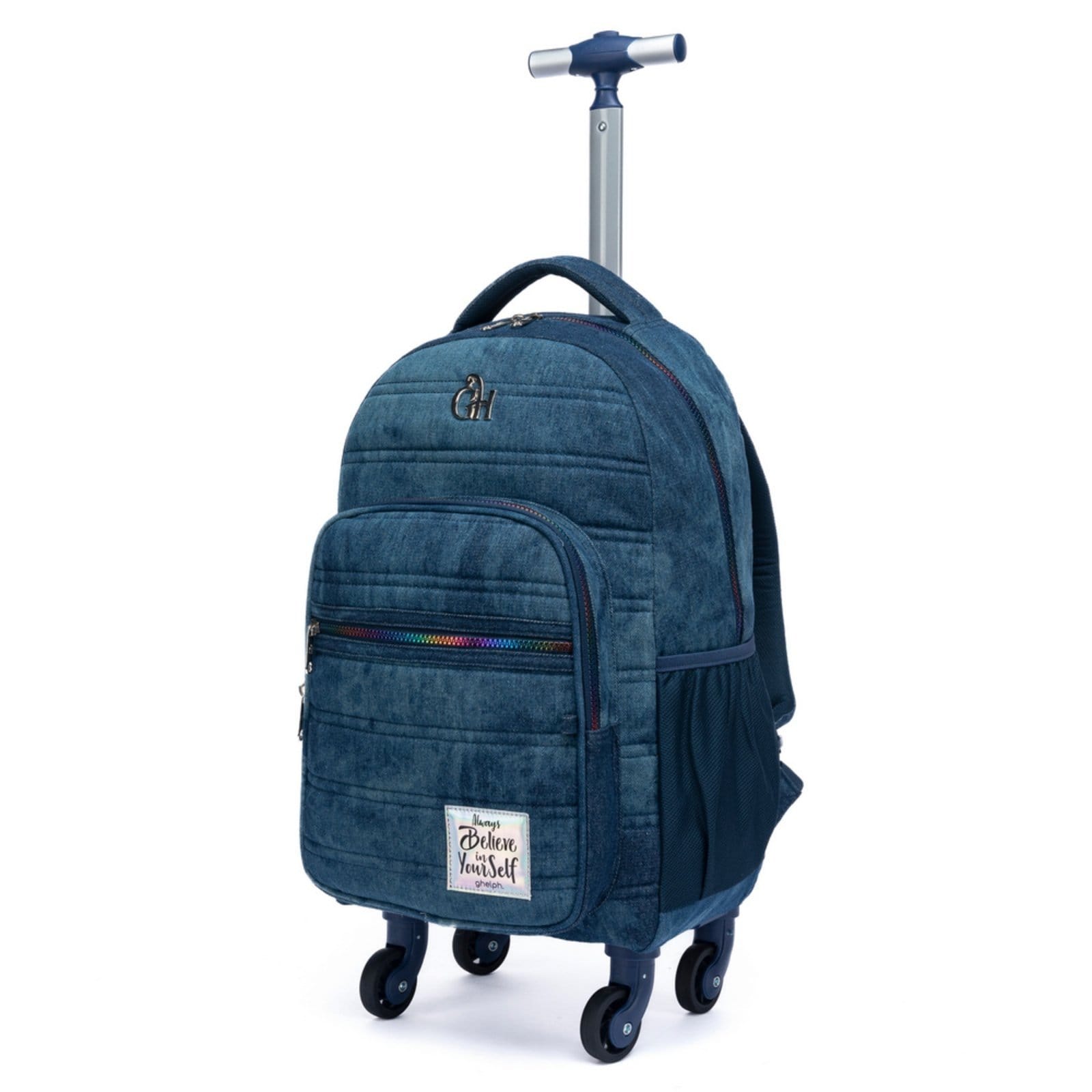Vista 2 Kit Mochila Lancheira Estojo Juvenil Escolar Reforçada GUELPH jeans