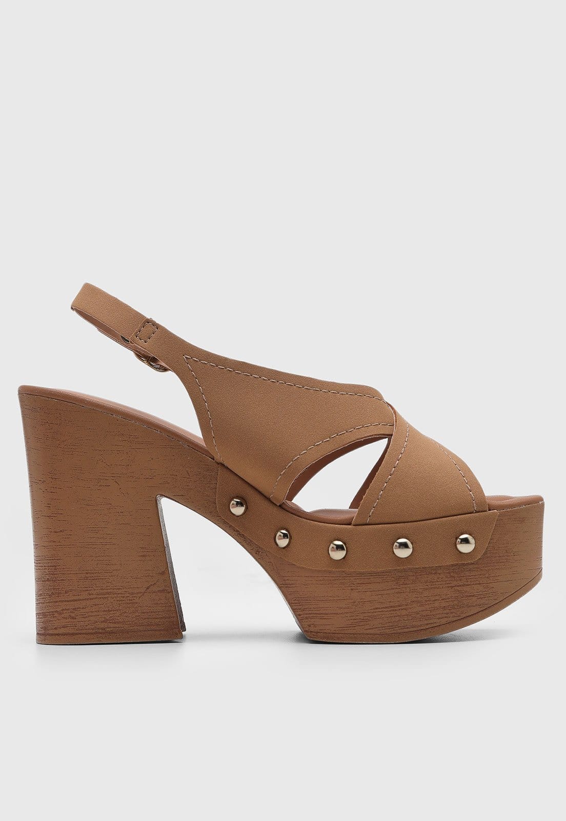 Vista 2 Sandália Feminina Dakota Salto Médio Tiras Cruzadas Dakota caramelo