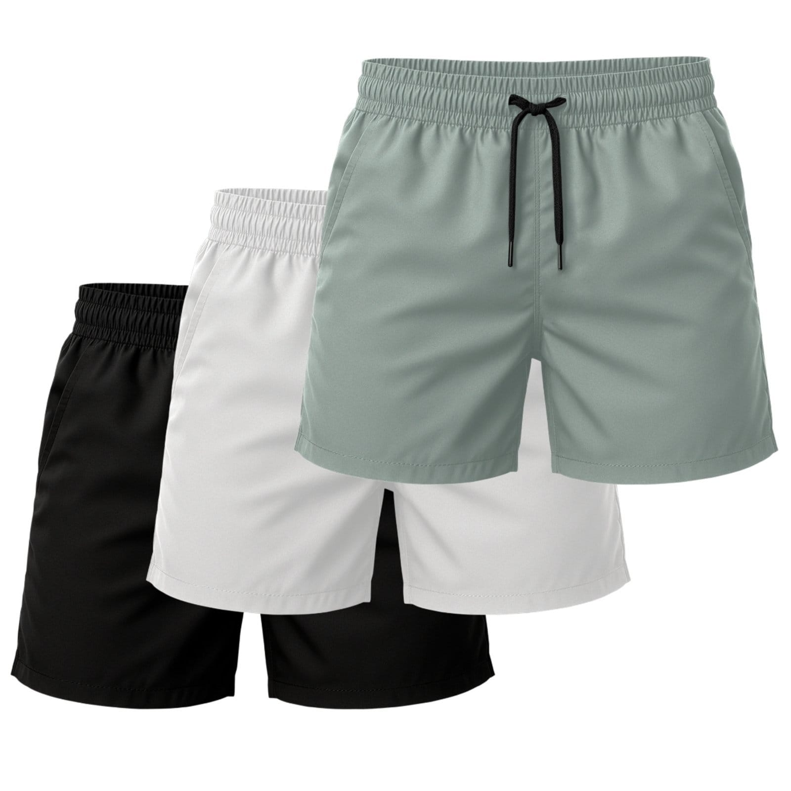 Kit 3 Short Tactel Leve Moda Praia Liso Bermuda Masculina