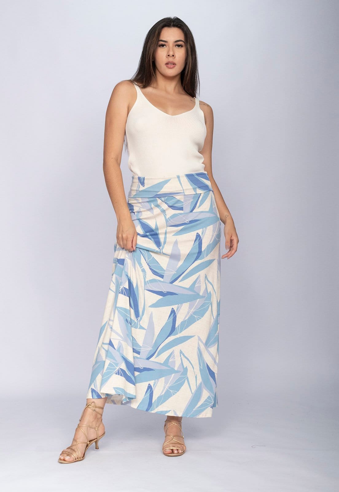 Saia CabanaFree Longa Malha SAZ Estampa Selvagem Blue