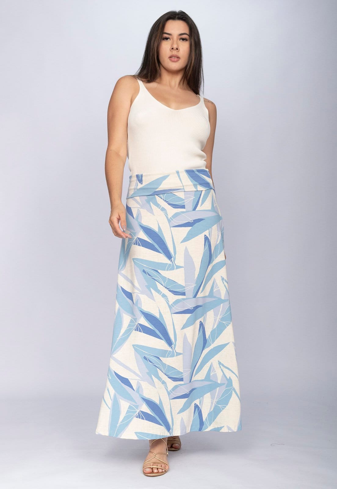 Saia CabanaFree Longa Malha SAZ Estampa Selvagem Blue - 2