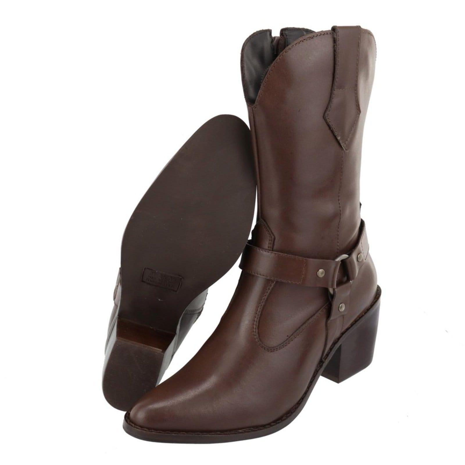Vista 2 Bota em Couro Western Texana Bico Fino Country Chocolate TELLINI STORE marrom