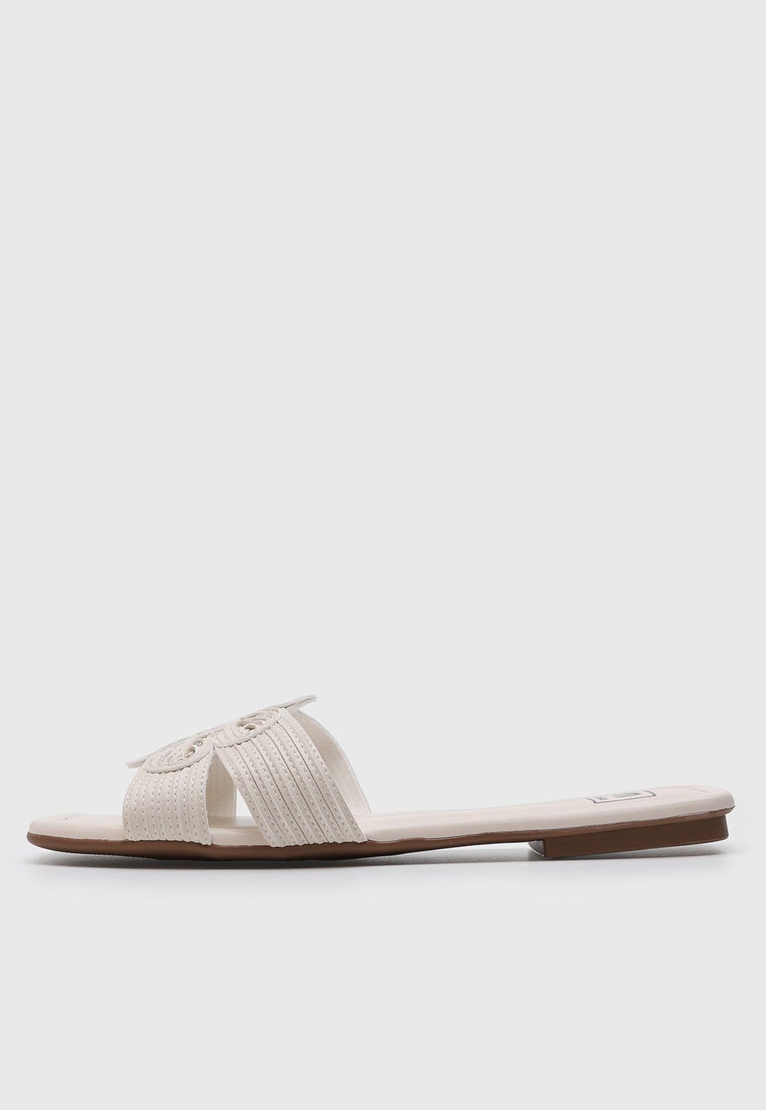 Vista principal Rasteira Feminina Moleca Tiras Texturizadas Off-White MOLECA off-white white