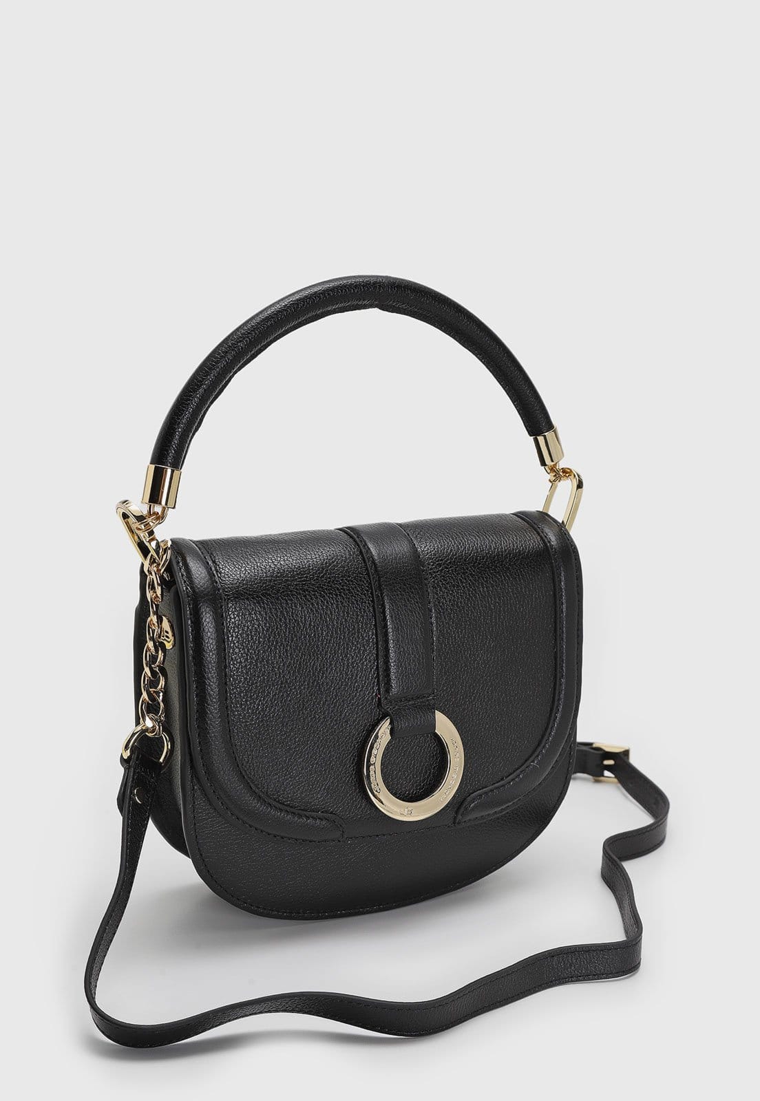 Vista 2 Bolsa Feminina Jorge Bischoff Alça Estruturada Detalhes Metal Jorge Bischoff preto