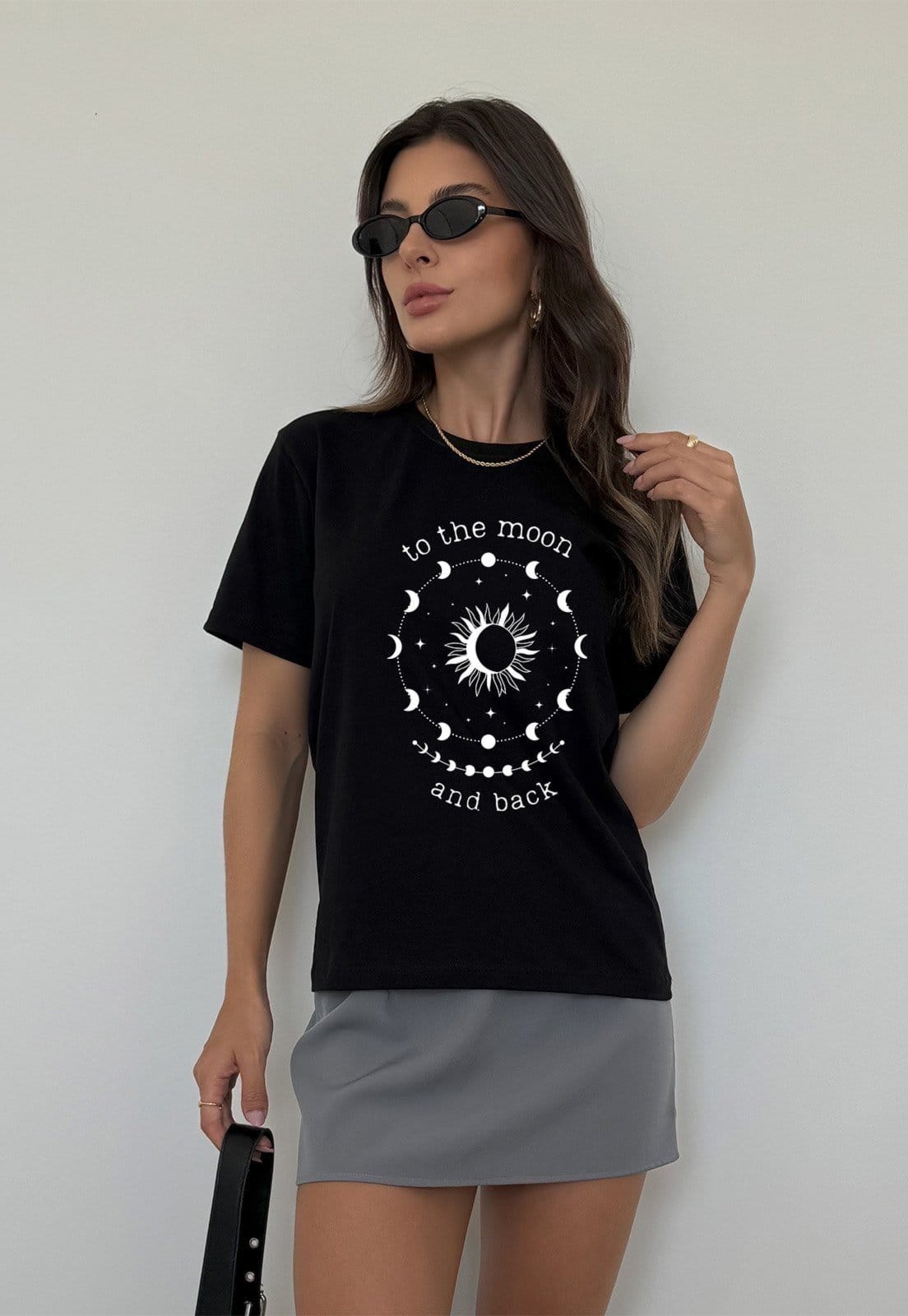 Camiseta Cianitas Preta Estampa To The Moon