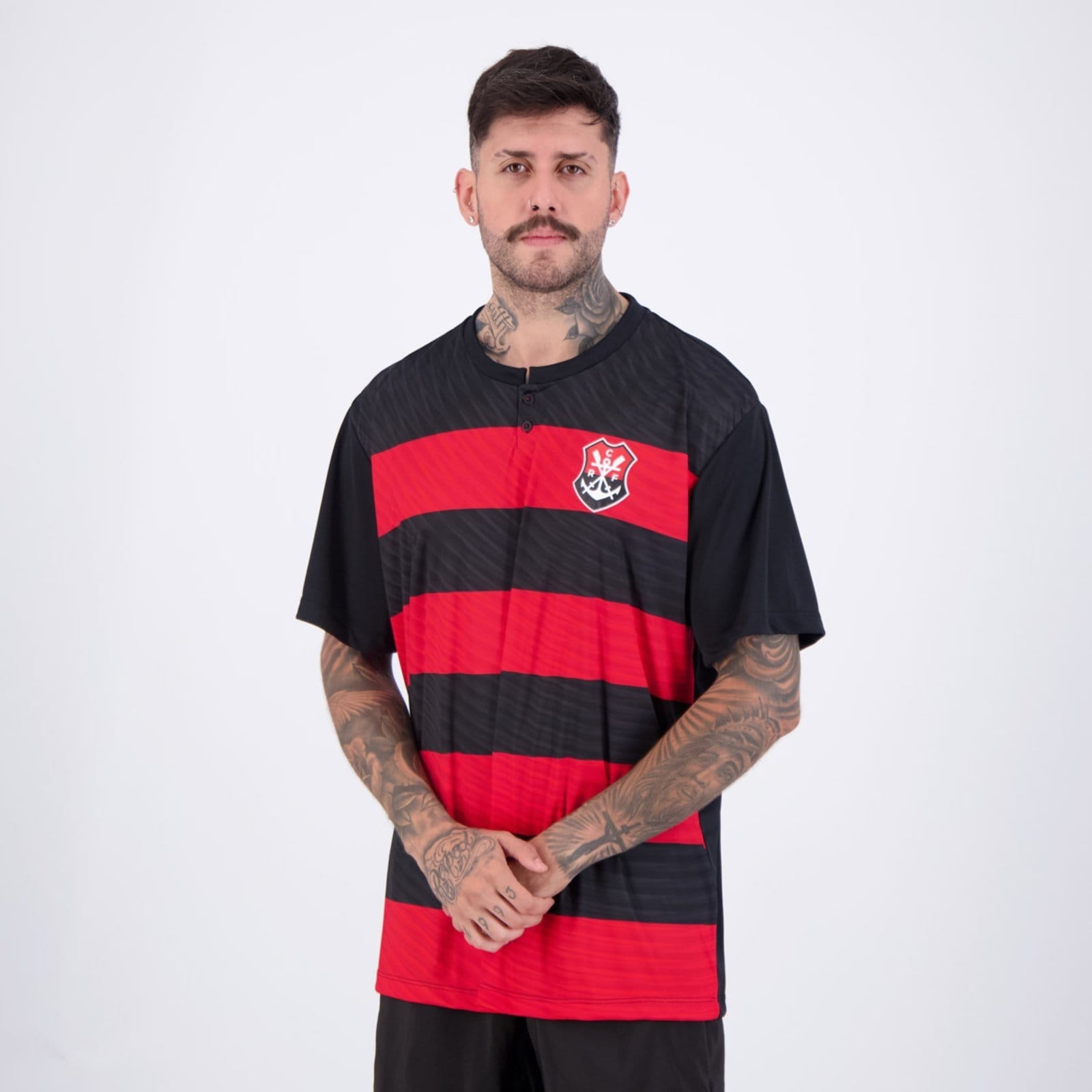 Vista 2 Camisa Flamengo Encontro Vermelha e Preta braziline preto
