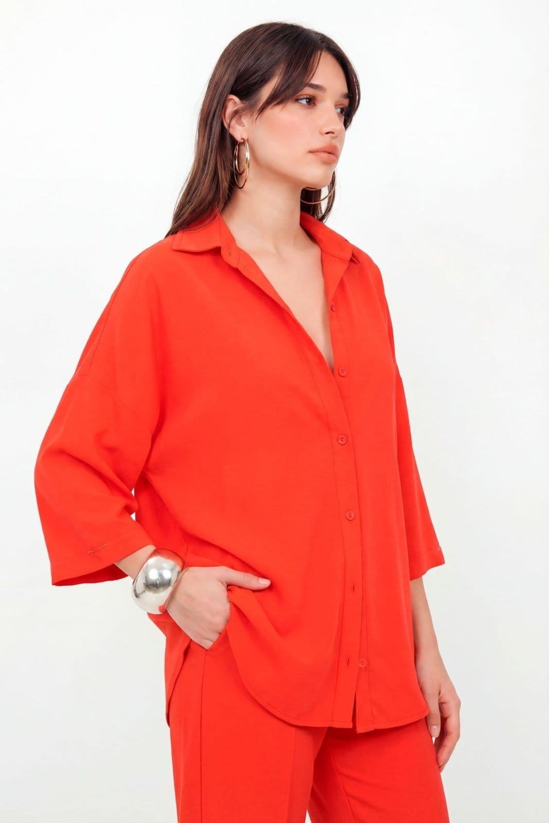 Camisa Manga Curta Oversized Feminina