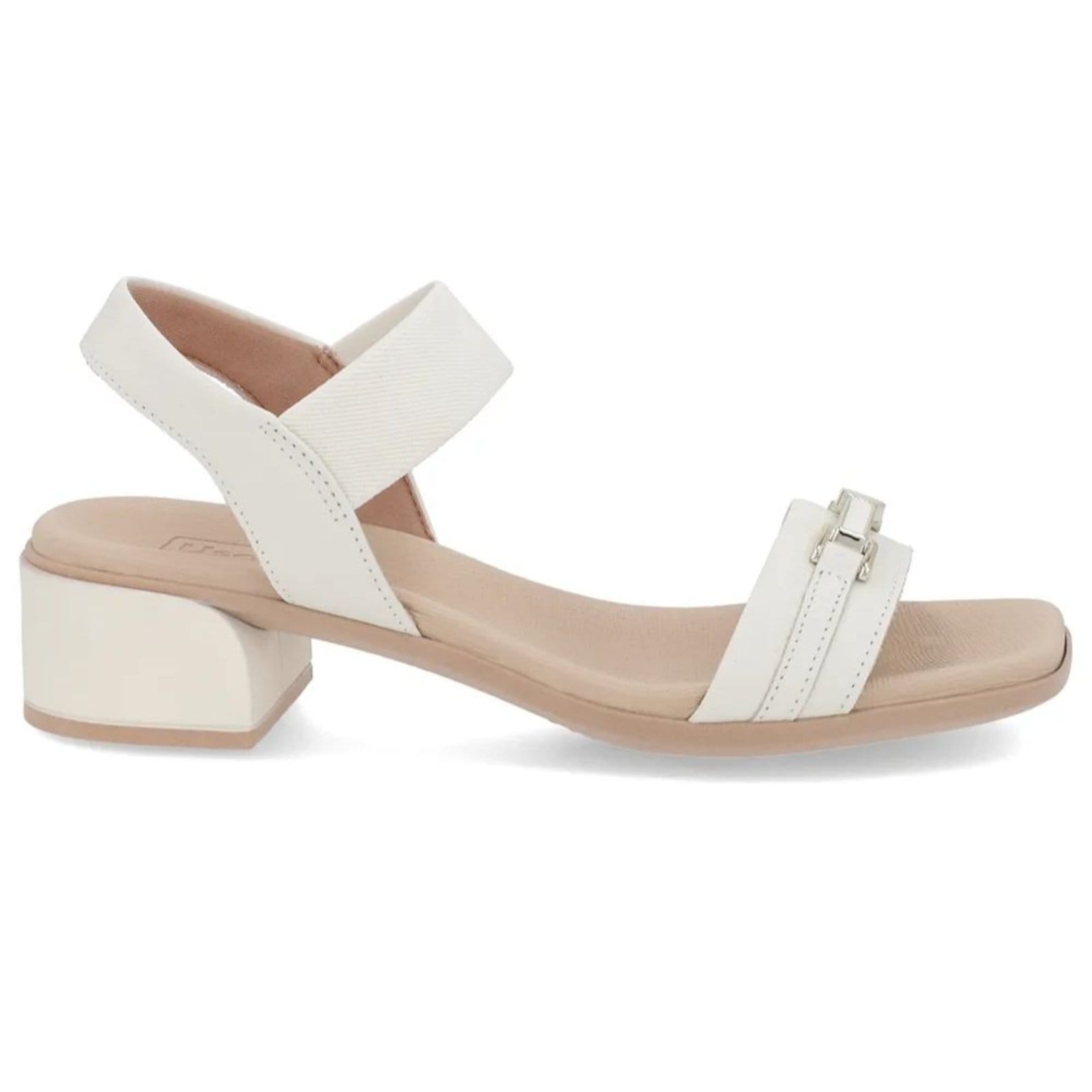 Sandália Feminina Salto Bloco Couro Marfim Usaflex AN27004